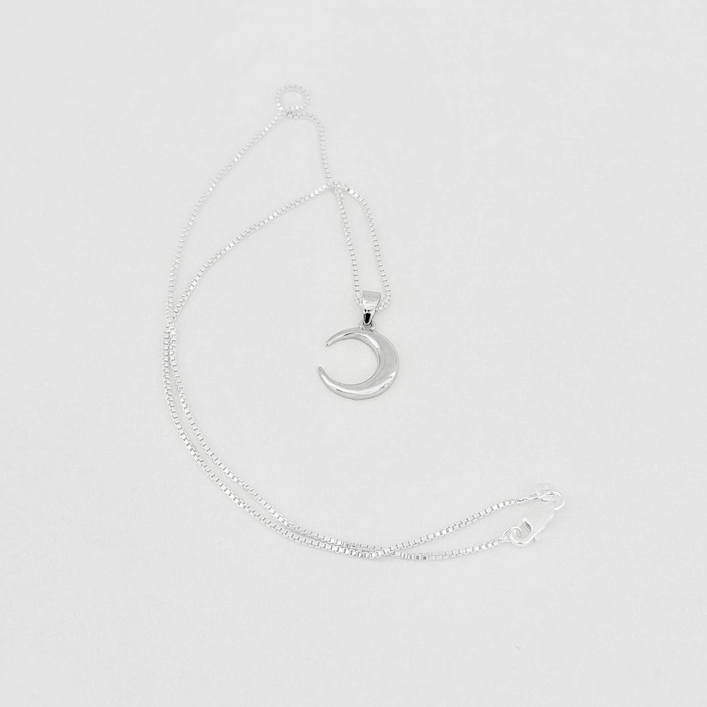 925 Sterling Silver Crescent Moon Necklace | Celestial Pendant with Italian Box Chain