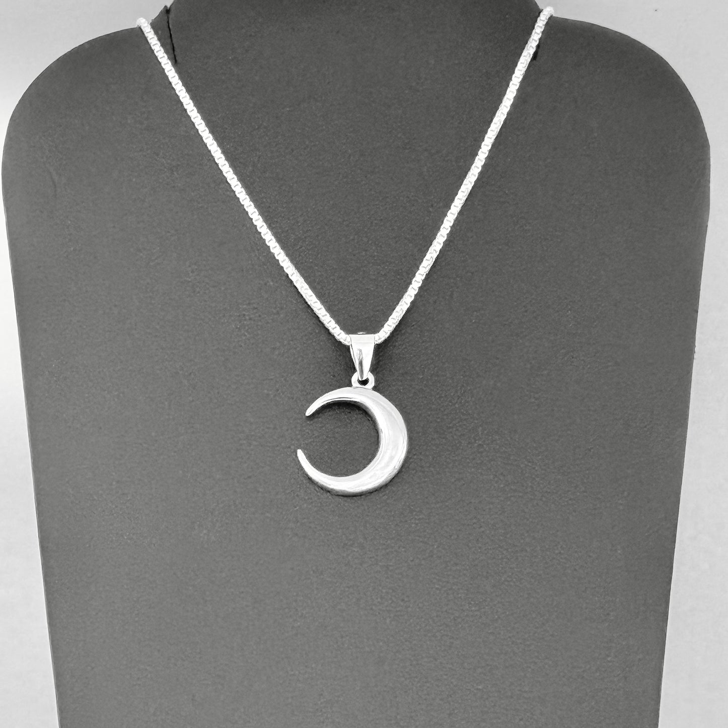 925 Sterling Silver Crescent Moon Necklace | Celestial Pendant with Italian Box Chain