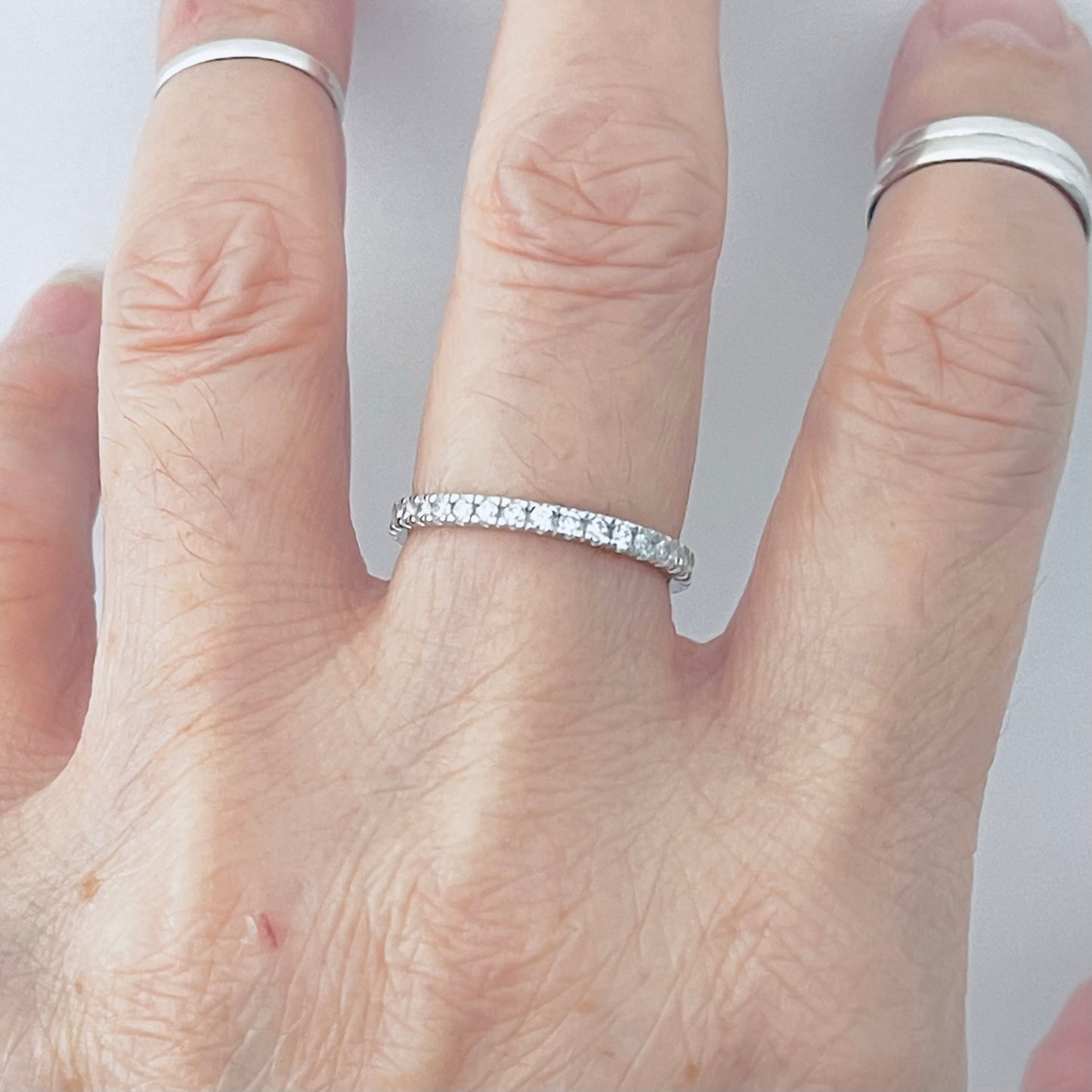 925 Sterling Silver Eternity CZ Wedding Band | Stackable Promise Ring