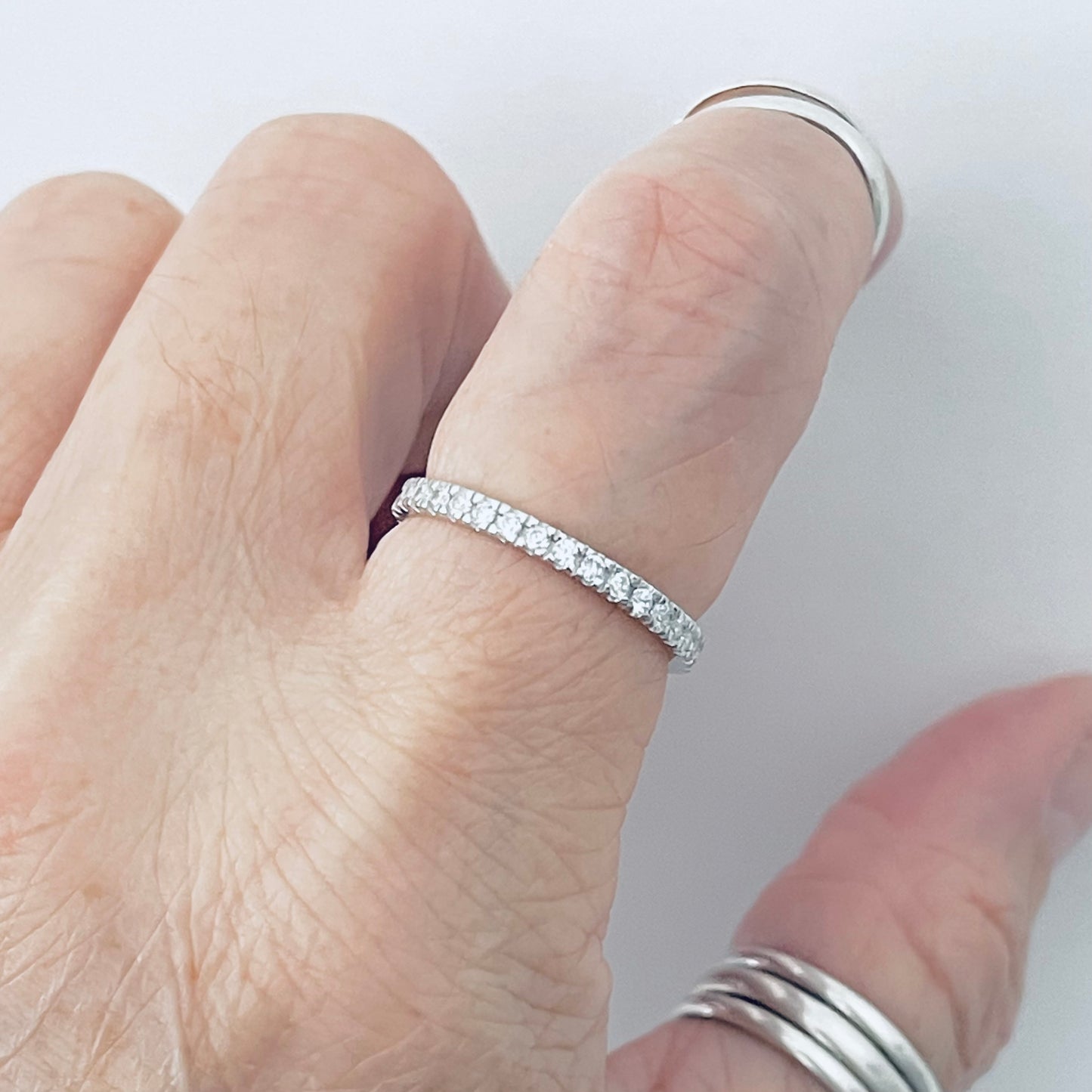 925 Sterling Silver Eternity CZ Wedding Band | Stackable Promise Ring