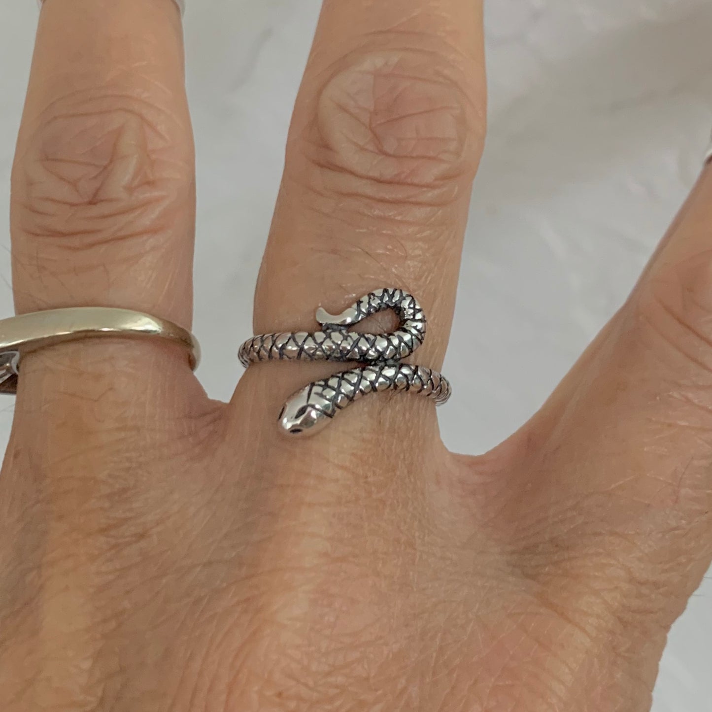 Sterling Silver Small Snake Ring, Reptile Silver Rings, Animal Ring