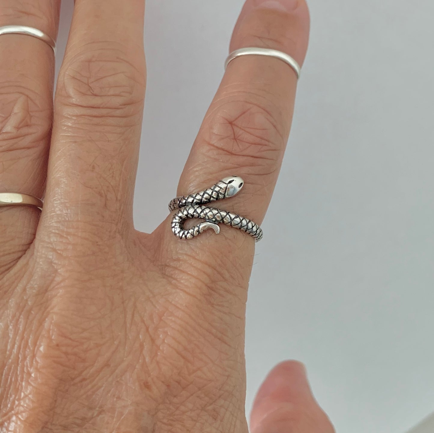 Sterling Silver Small Snake Ring, Reptile Silver Rings, Animal Ring