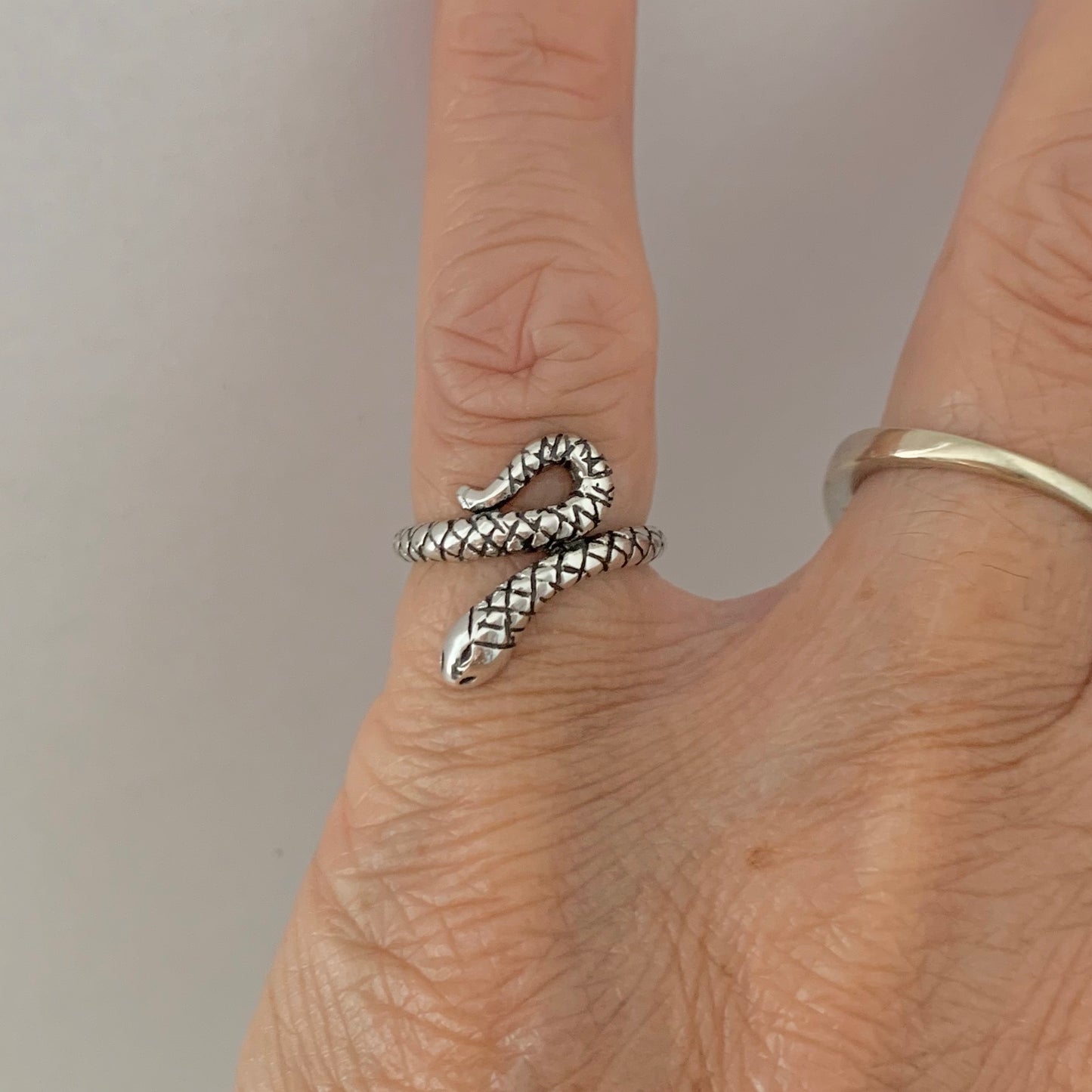 Sterling Silver Small Snake Ring, Reptile Silver Rings, Animal Ring