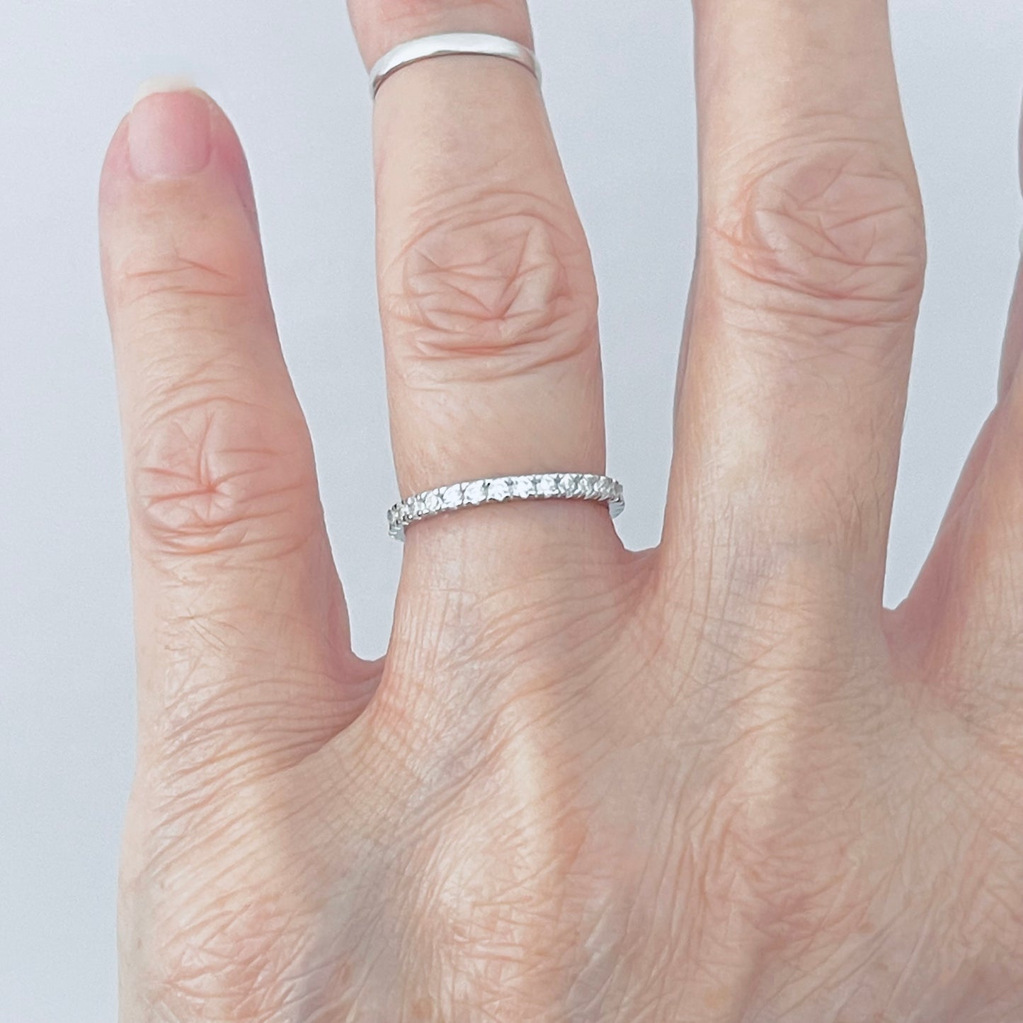 925 Sterling Silver Eternity CZ Wedding Band | Stackable Promise Ring
