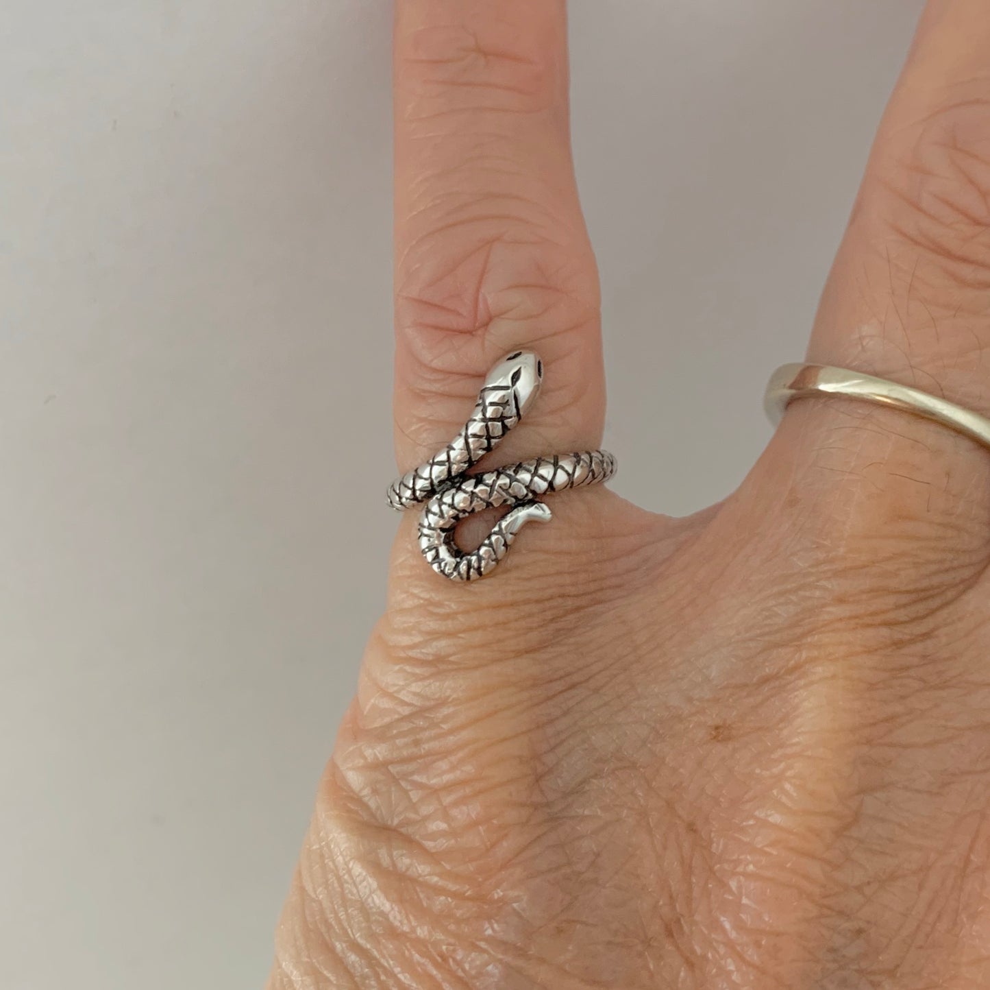 Sterling Silver Small Snake Ring, Reptile Silver Rings, Animal Ring