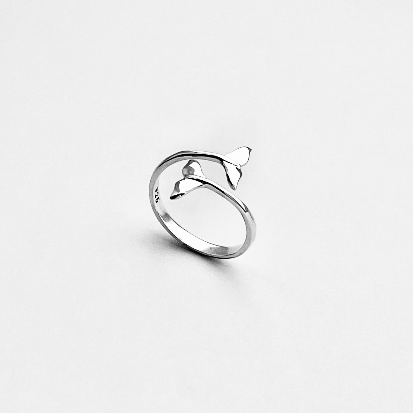 925 Sterling Silver Delicate Wraparound Whale Tail Ring | Ocean Fish Silver Rings