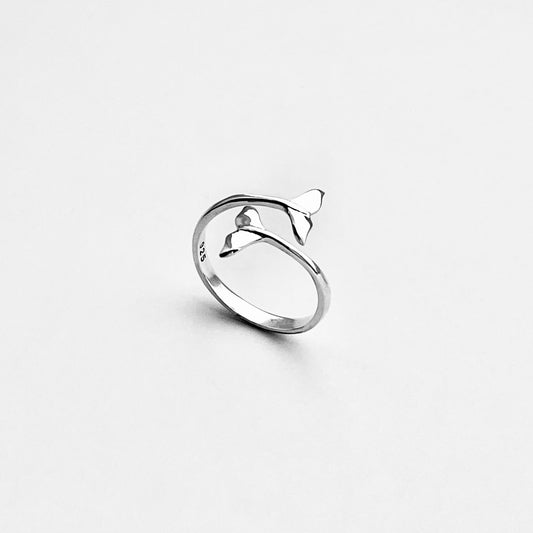 925 Sterling Silver Delicate Wraparound Whale Tail Ring | Ocean Fish Silver Rings