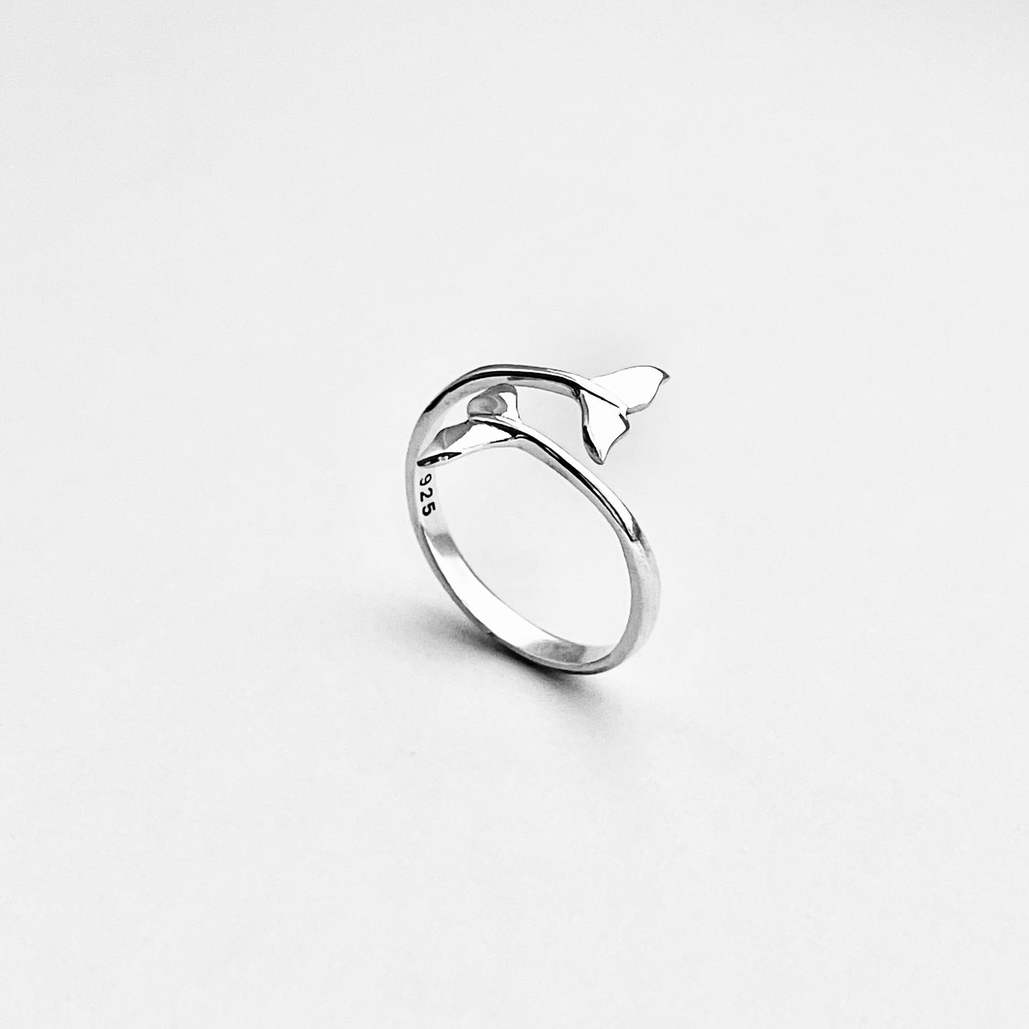925 Sterling Silver Delicate Wraparound Whale Tail Ring | Ocean Fish Silver Rings