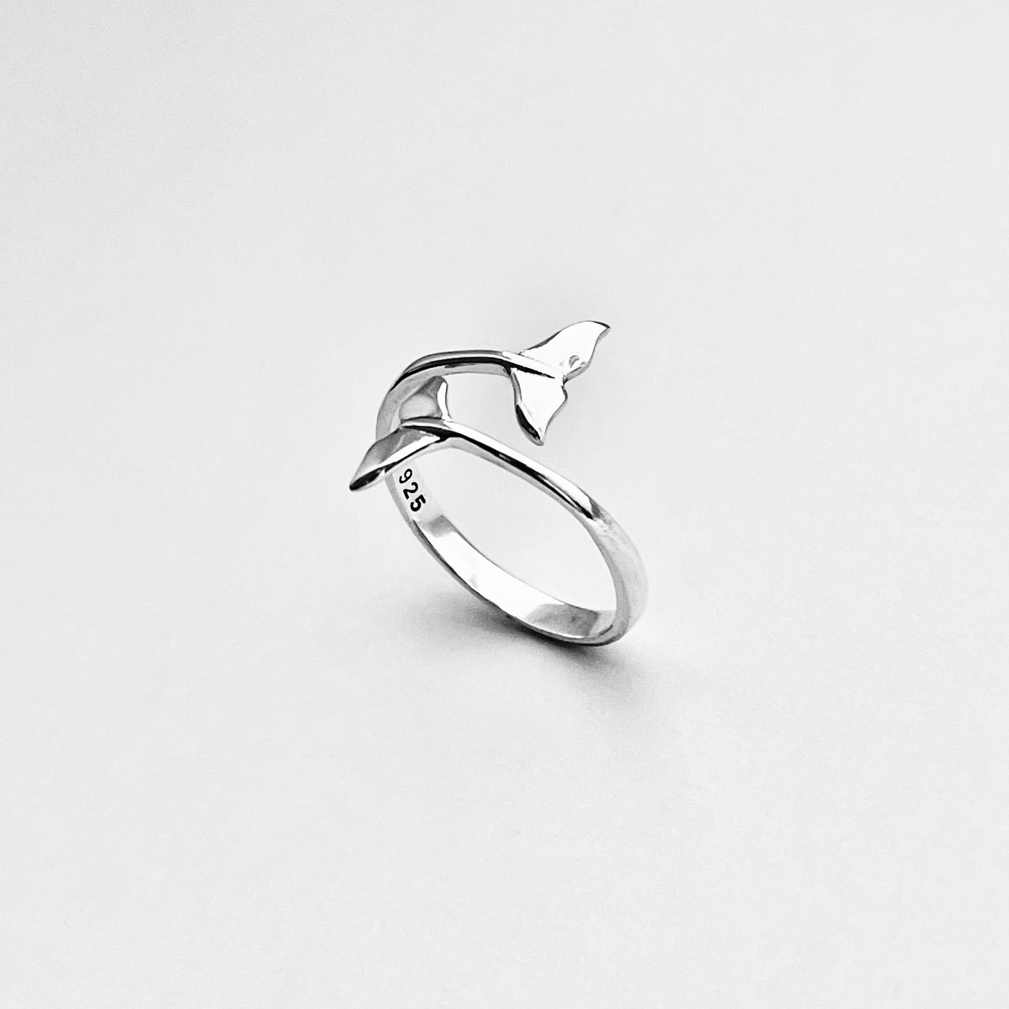 925 Sterling Silver Delicate Wraparound Whale Tail Ring | Ocean Fish Silver Rings