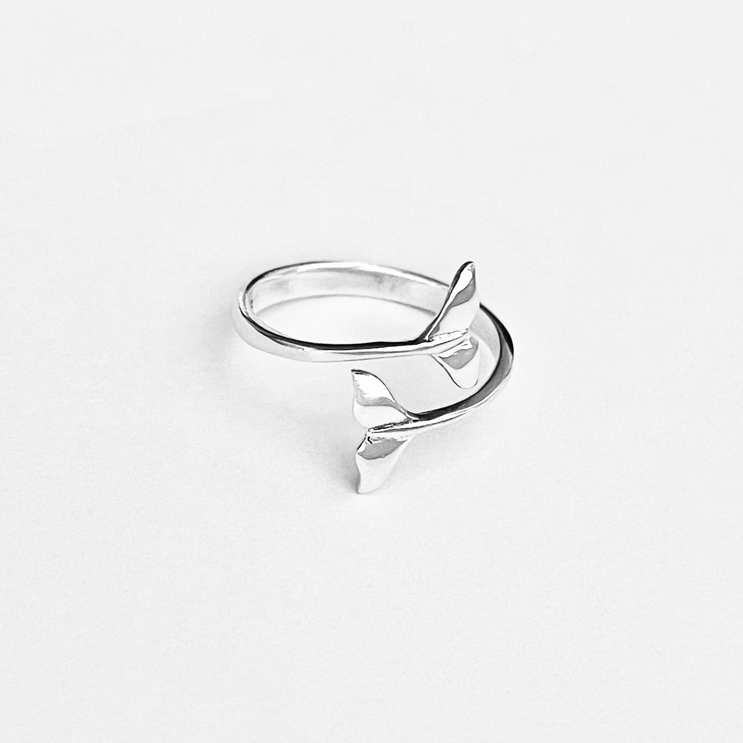 925 Sterling Silver Delicate Wraparound Whale Tail Ring | Ocean Fish Silver Rings