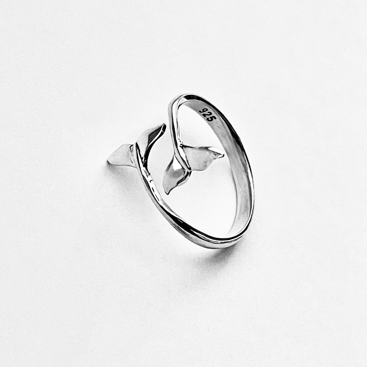 925 Sterling Silver Delicate Wraparound Whale Tail Ring | Ocean Fish Silver Rings