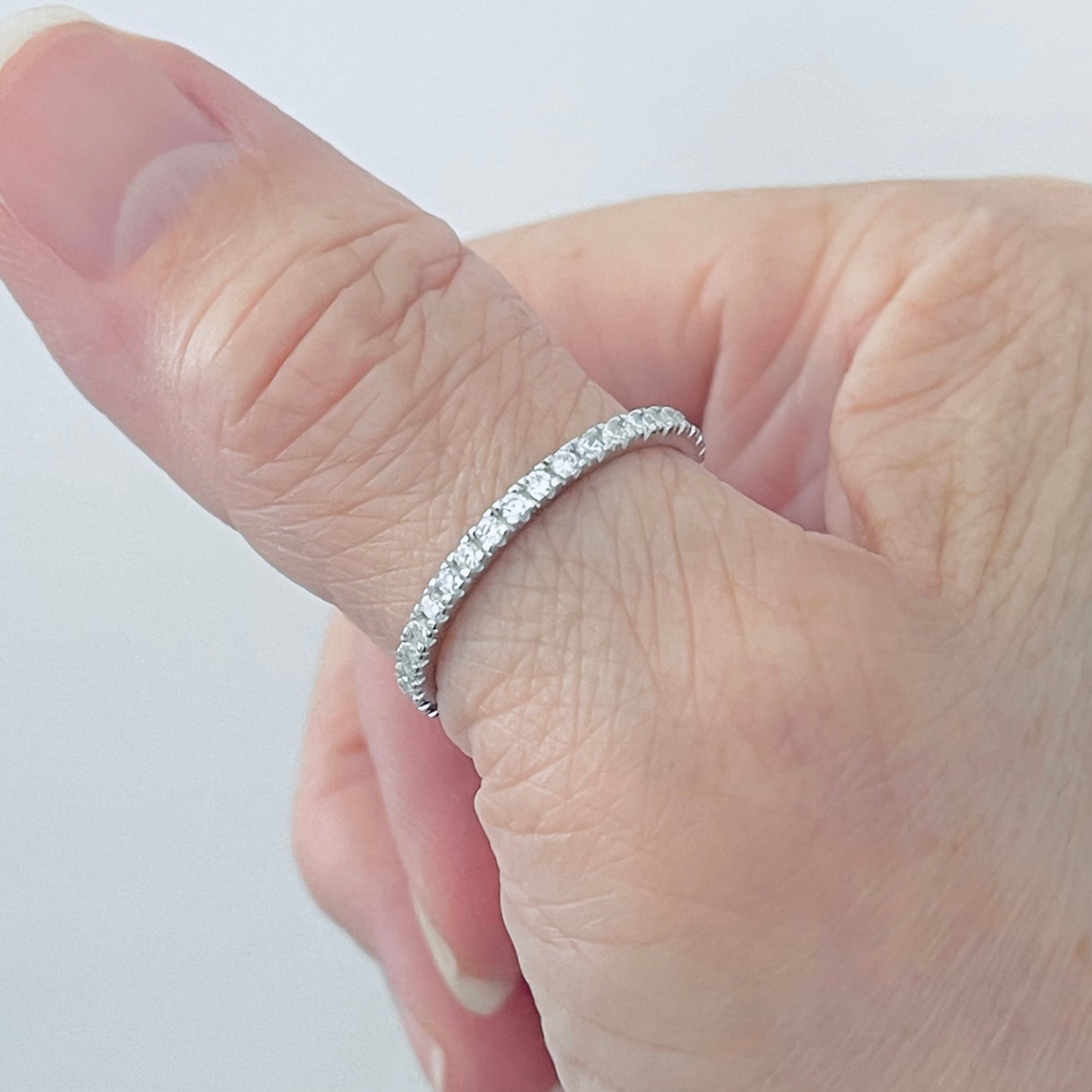 925 Sterling Silver Eternity CZ Wedding Band | Stackable Promise Ring