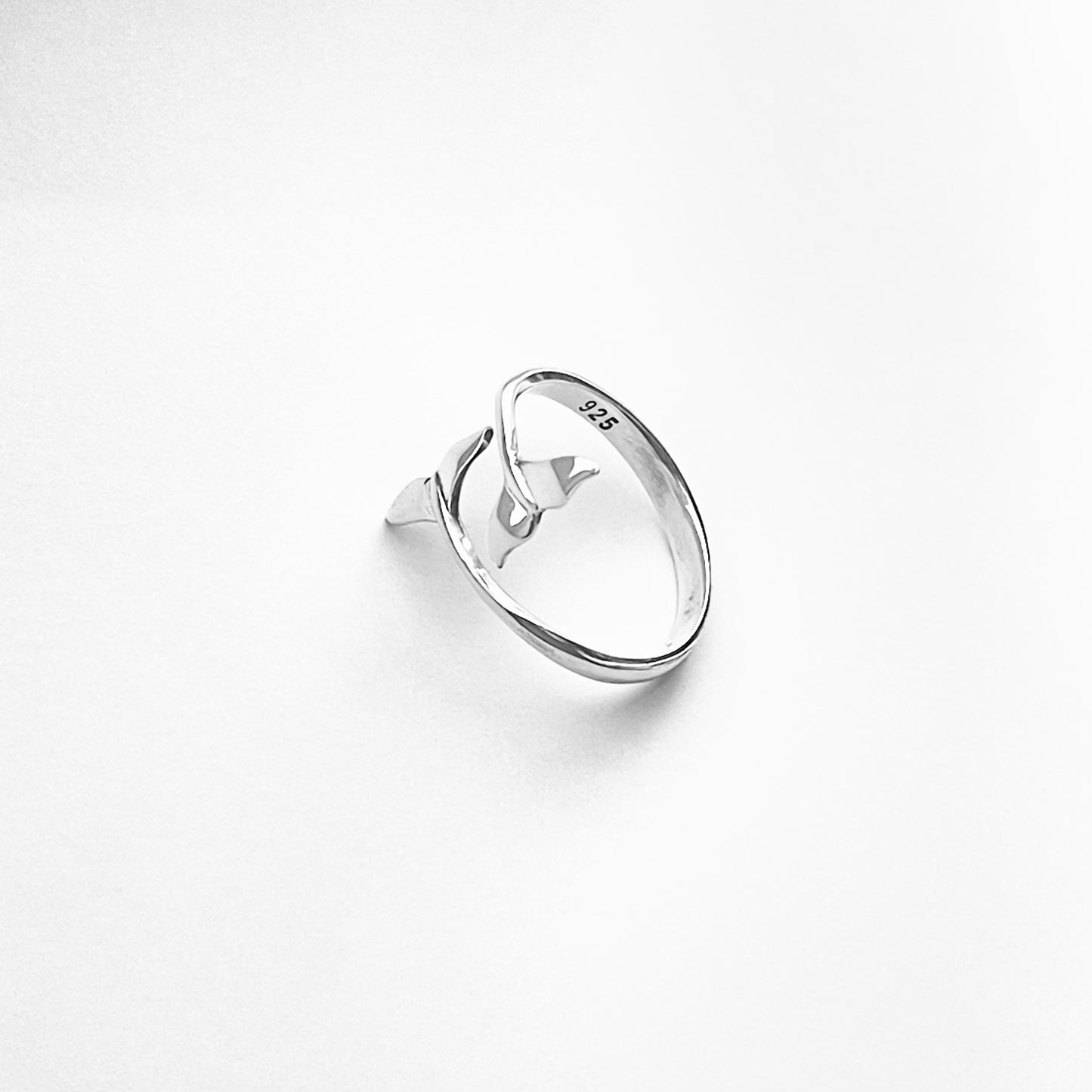 925 Sterling Silver Delicate Wraparound Whale Tail Ring | Ocean Fish Silver Rings