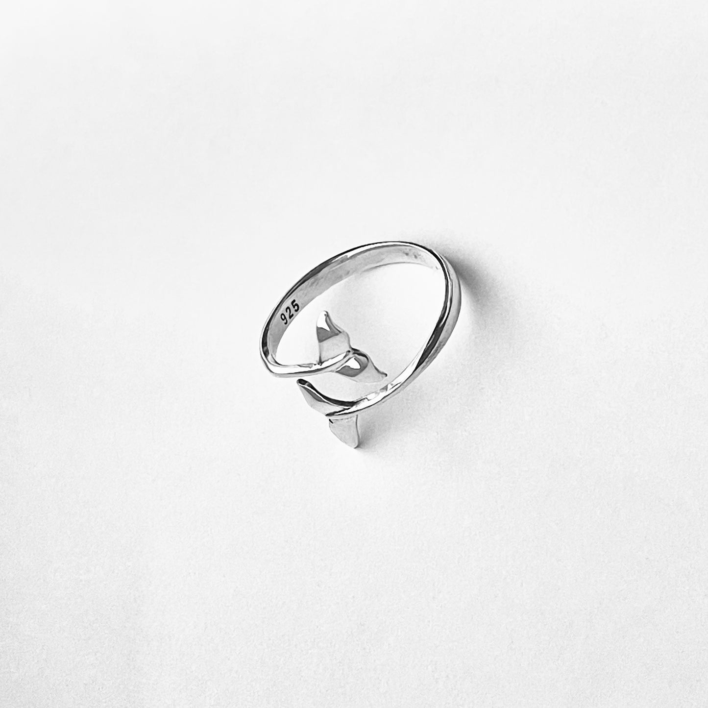 925 Sterling Silver Delicate Wraparound Whale Tail Ring | Ocean Fish Silver Rings