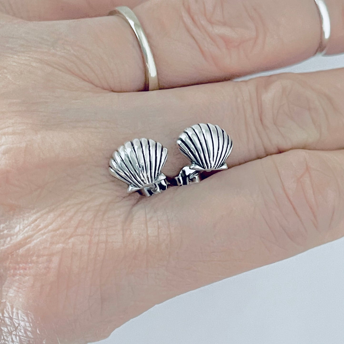 925 Sterling Silver Seashell Stud Earrings | Beach & Ocean Inspired Jewelry