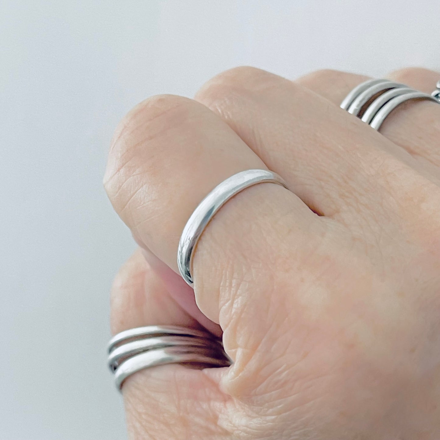Sterling Silver Thin Plain 3mm Unisex Band Ring, Wedding Silver Ring