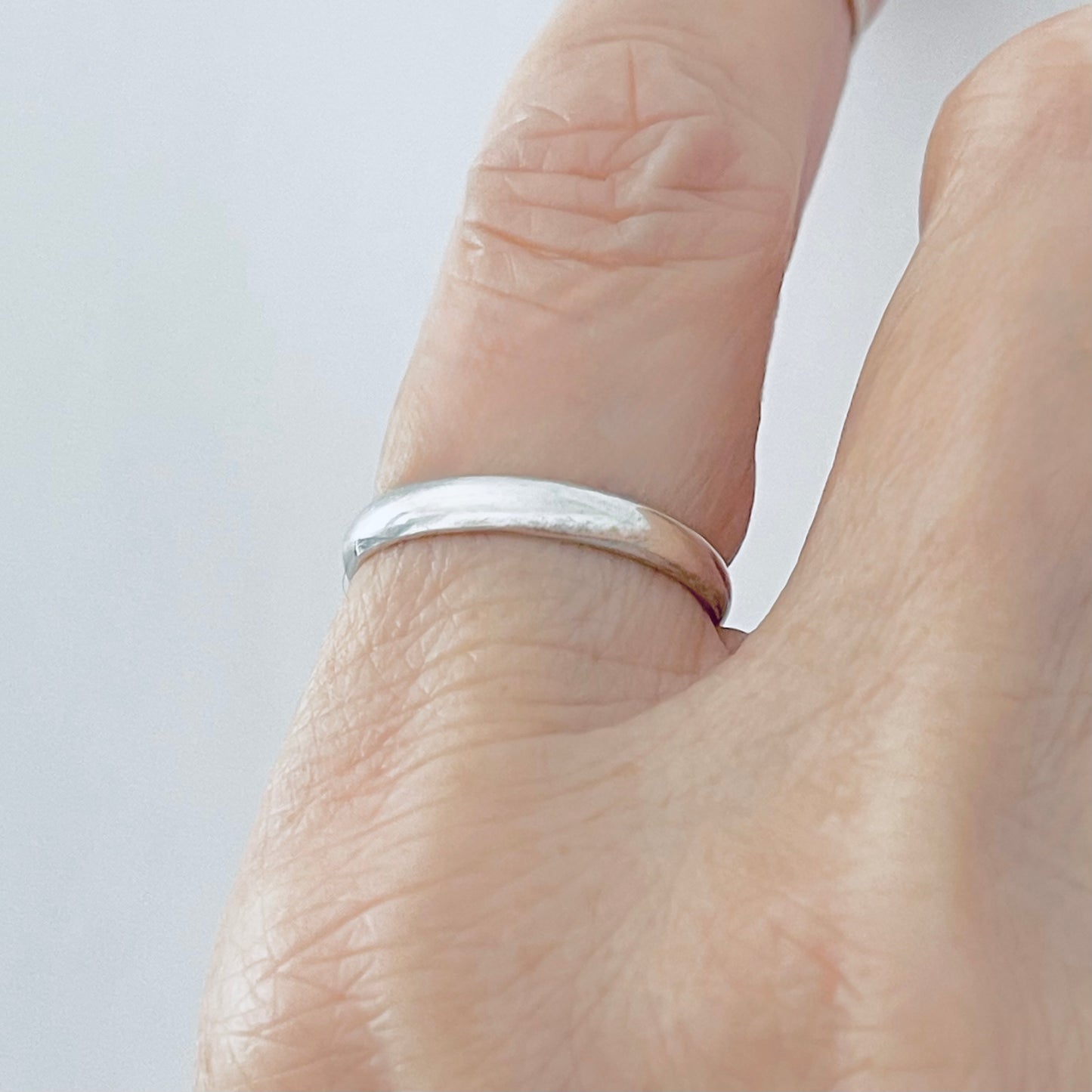 Sterling Silver Thin Plain 3mm Unisex Band Ring, Wedding Silver Ring