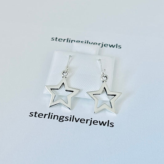 Sterling Silver Dangle Star Earring, Celestial Earring, Silver Earrings