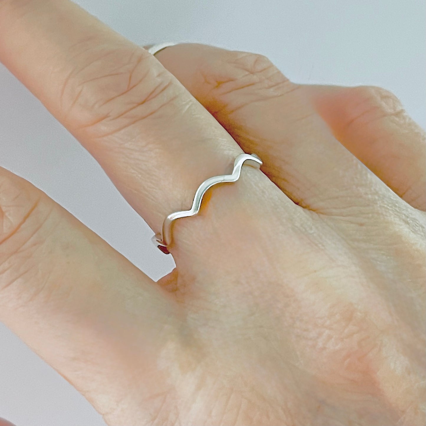 925 Sterling Silver Eternity Small Wave Band Ring | Dainty Ocean Waves Stackable Silver Bands