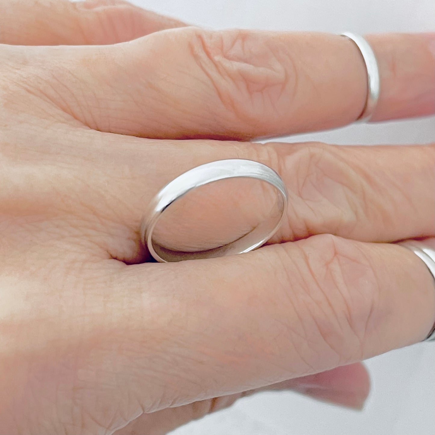 Sterling Silver High Polish Unisex Plain 3mm Wedding Band, Silver Rings, Stackable Bands