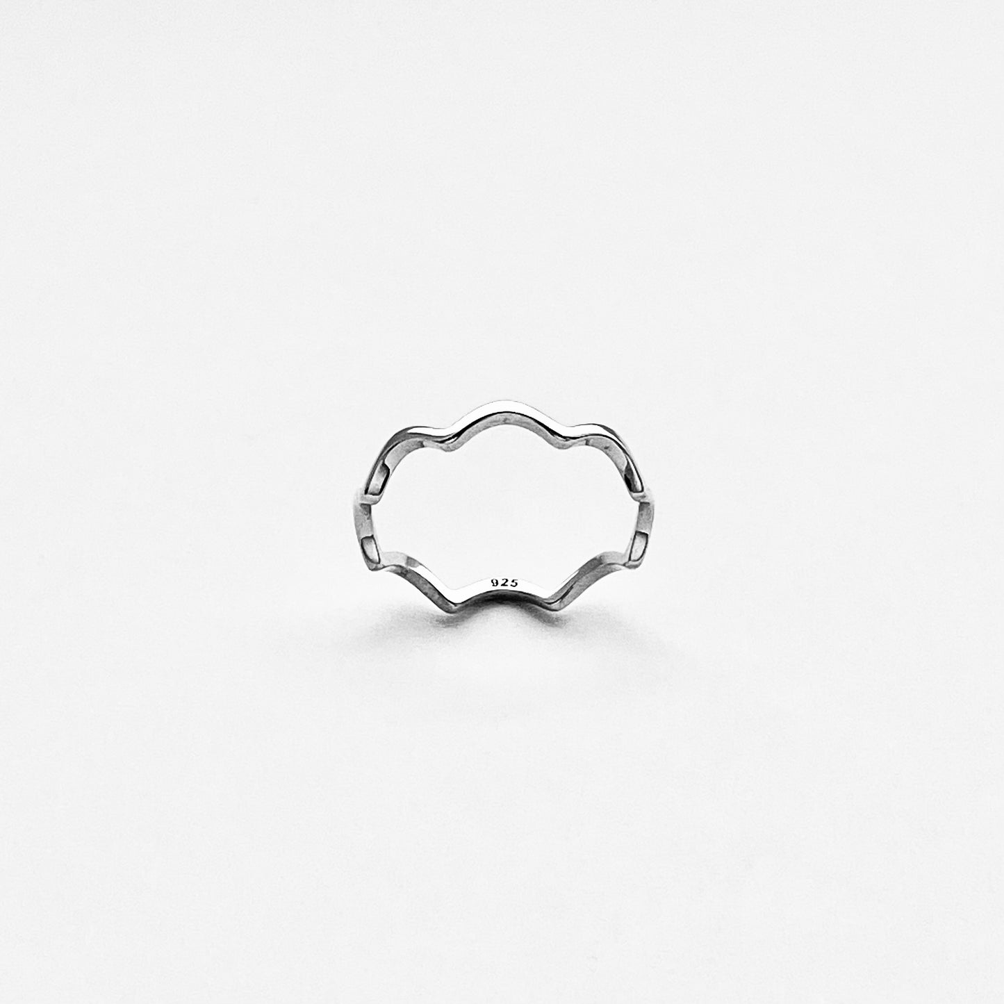 Sterling Silver Dainty Wave Band Ring – Zigzag Ocean Waves Stackable Silver Bands