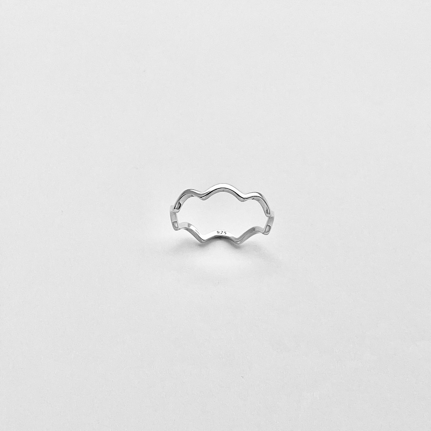 925 Sterling Silver Eternity Small Wave Band Ring | Dainty Ocean Waves Stackable Silver Bands