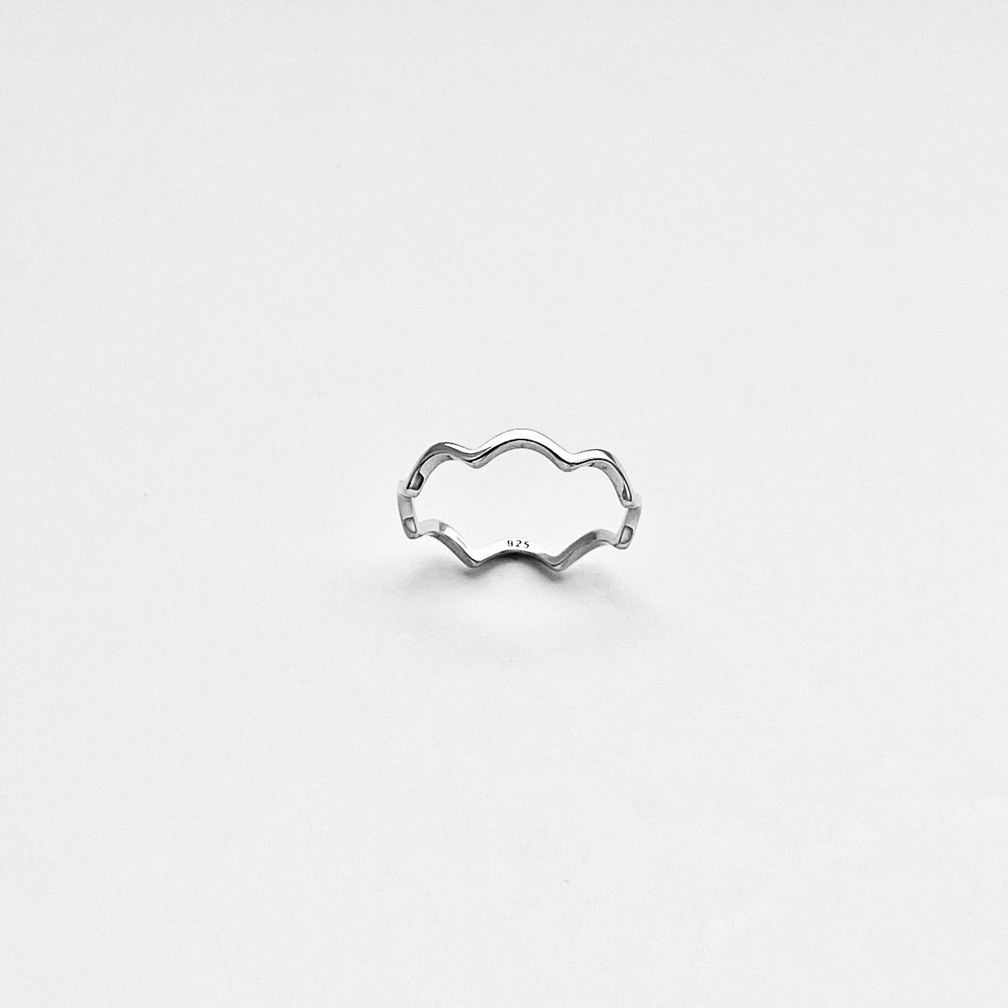 Sterling Silver Dainty Wave Band Ring – Zigzag Ocean Waves Stackable Silver Bands