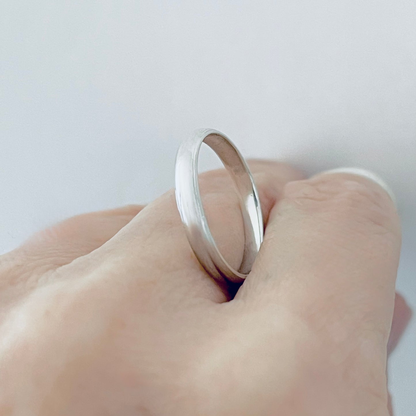 Sterling Silver Thin Plain 3mm Unisex Band Ring, Wedding Silver Ring