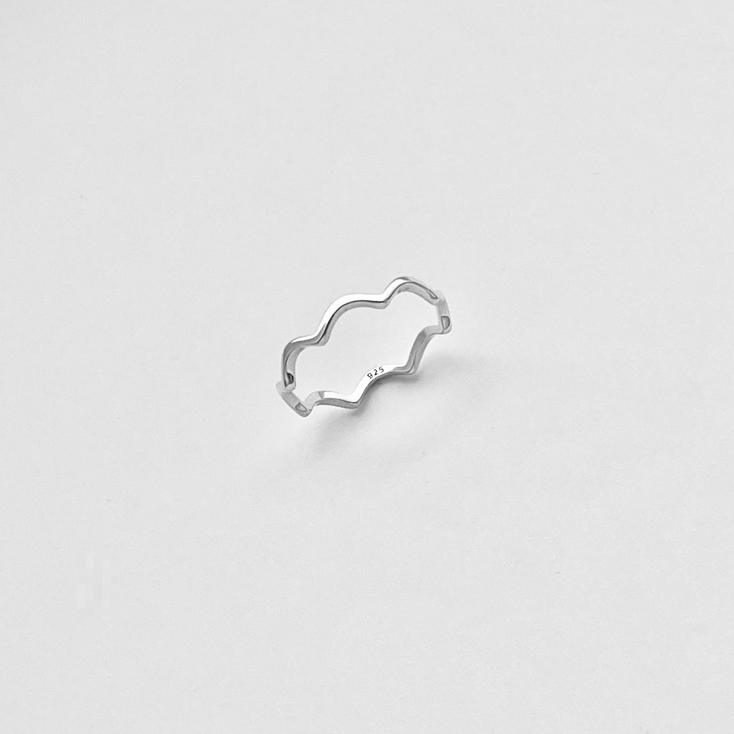 Sterling Silver Dainty Wave Band Ring – Zigzag Ocean Waves Stackable Silver Bands