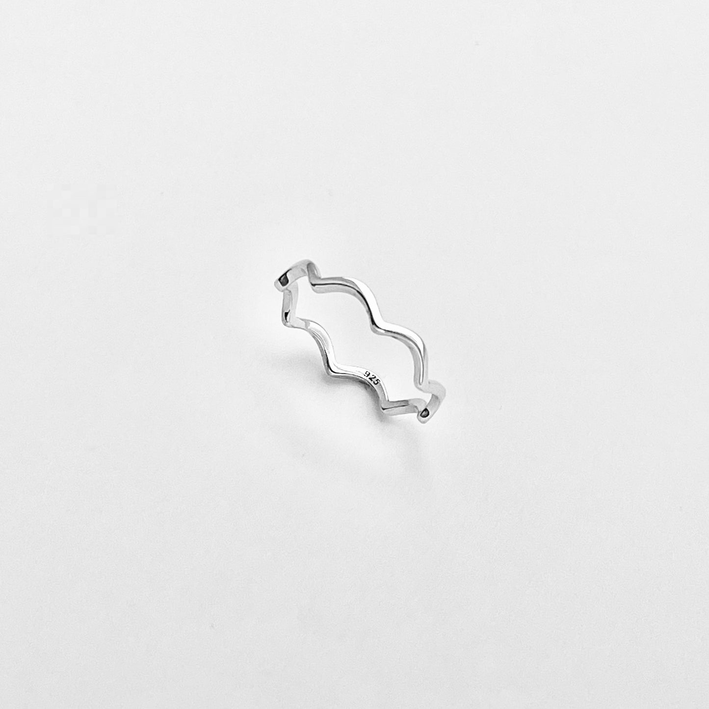 925 Sterling Silver Eternity Small Wave Band Ring | Dainty Ocean Waves Stackable Silver Bands