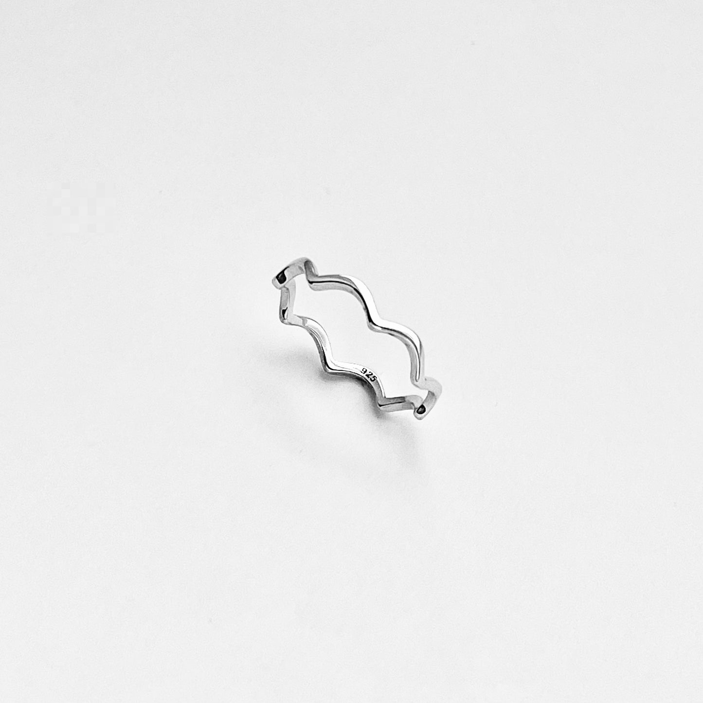 Sterling Silver Dainty Wave Band Ring – Zigzag Ocean Waves Stackable Silver Bands