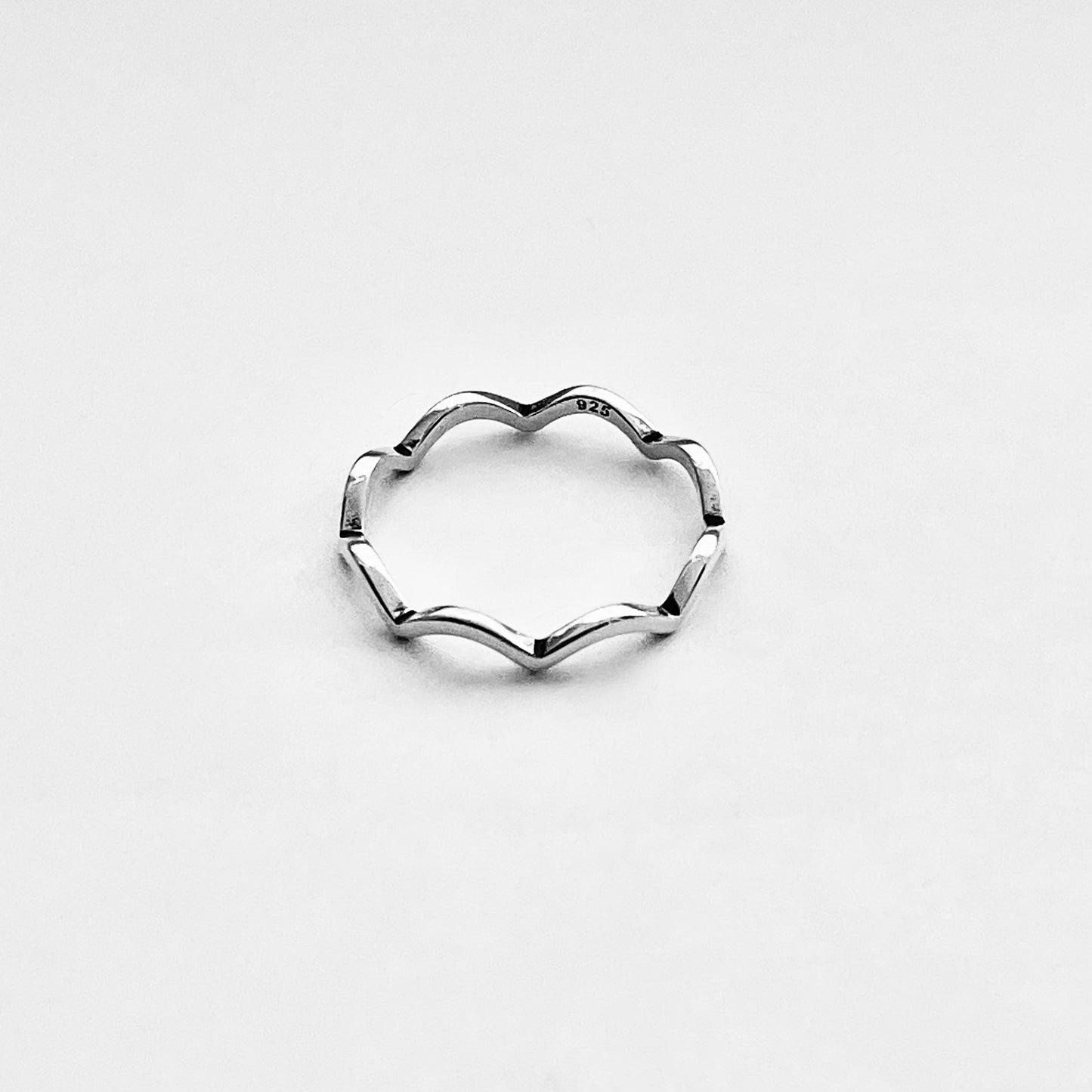 Sterling Silver Dainty Wave Band Ring – Zigzag Ocean Waves Stackable Silver Bands