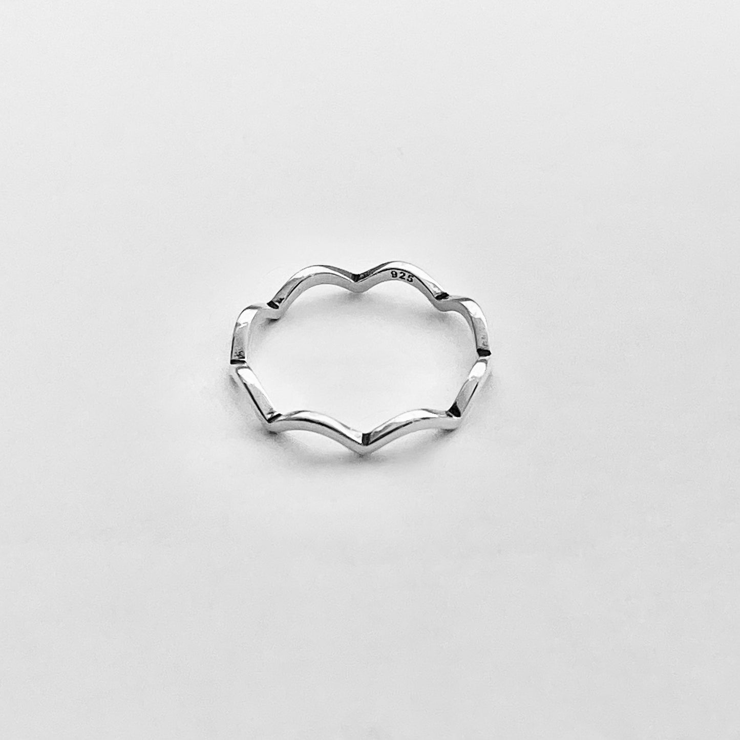 925 Sterling Silver Eternity Small Wave Band Ring | Dainty Ocean Waves Stackable Silver Bands