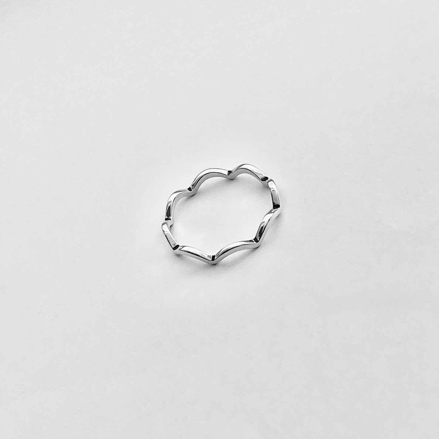 925 Sterling Silver Eternity Small Wave Band Ring | Dainty Ocean Waves Stackable Silver Bands