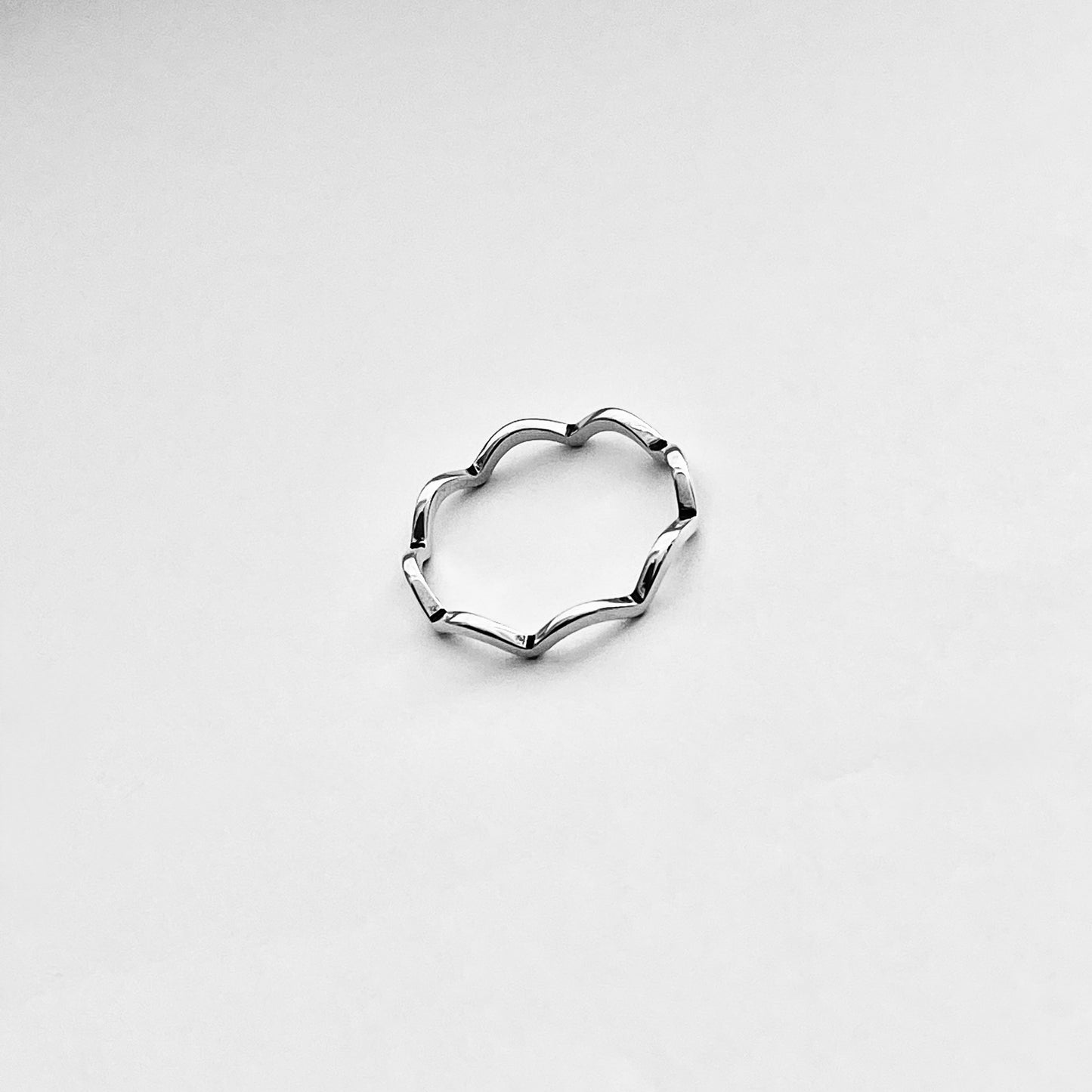 Sterling Silver Dainty Wave Band Ring – Zigzag Ocean Waves Stackable Silver Bands