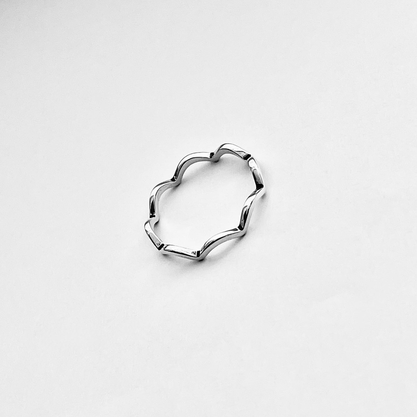 Sterling Silver Dainty Wave Band Ring – Zigzag Ocean Waves Stackable Silver Bands