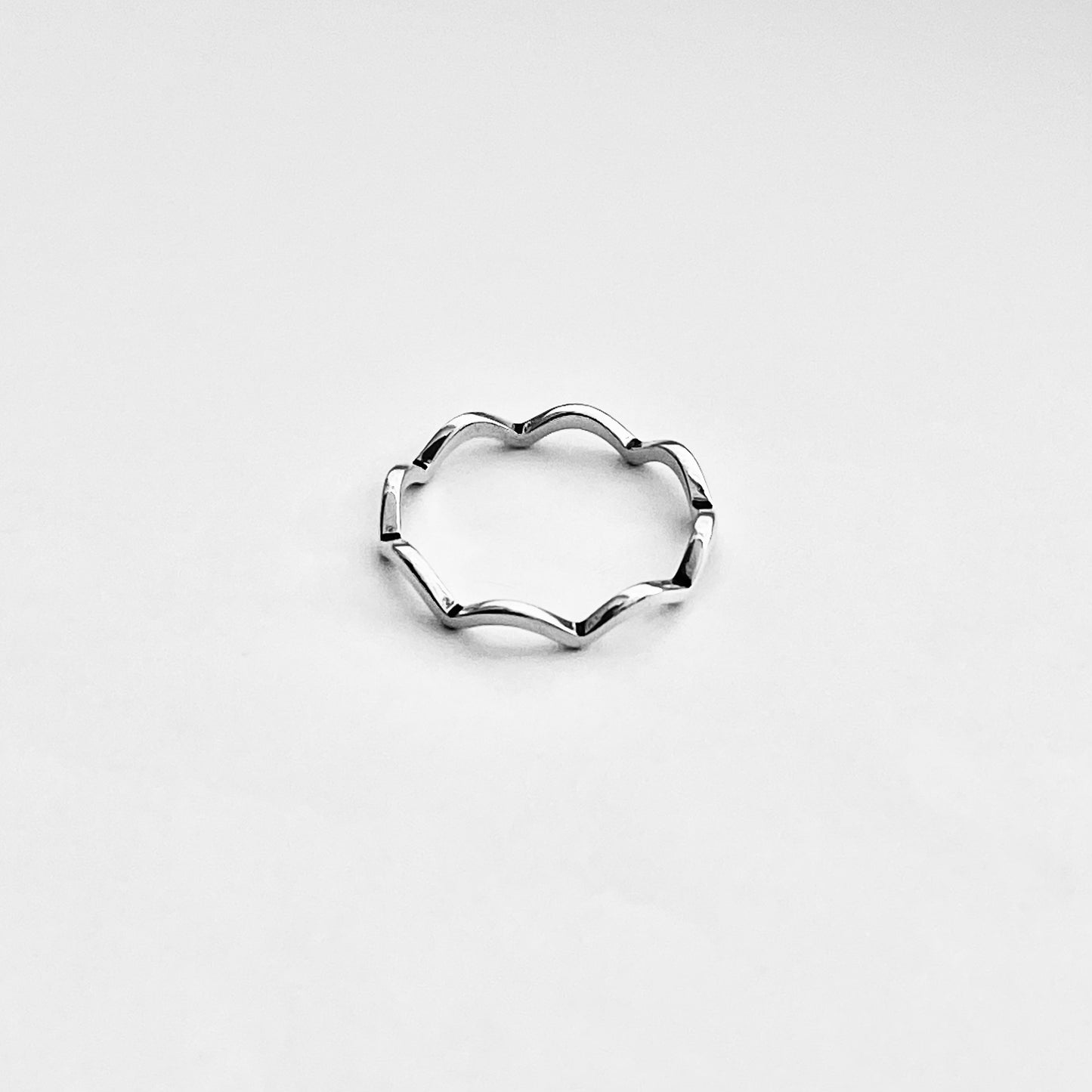 Sterling Silver Dainty Wave Band Ring – Zigzag Ocean Waves Stackable Silver Bands