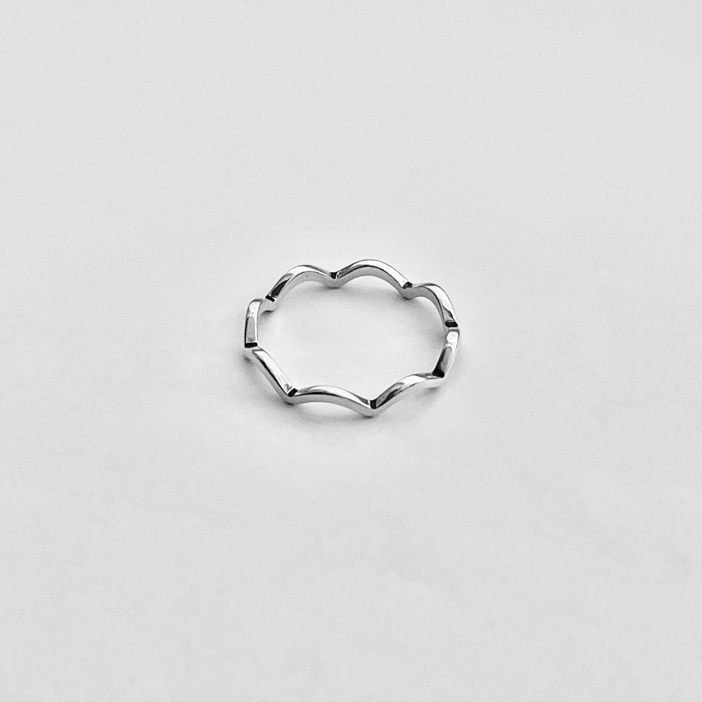 925 Sterling Silver Eternity Small Wave Band Ring | Dainty Ocean Waves Stackable Silver Bands