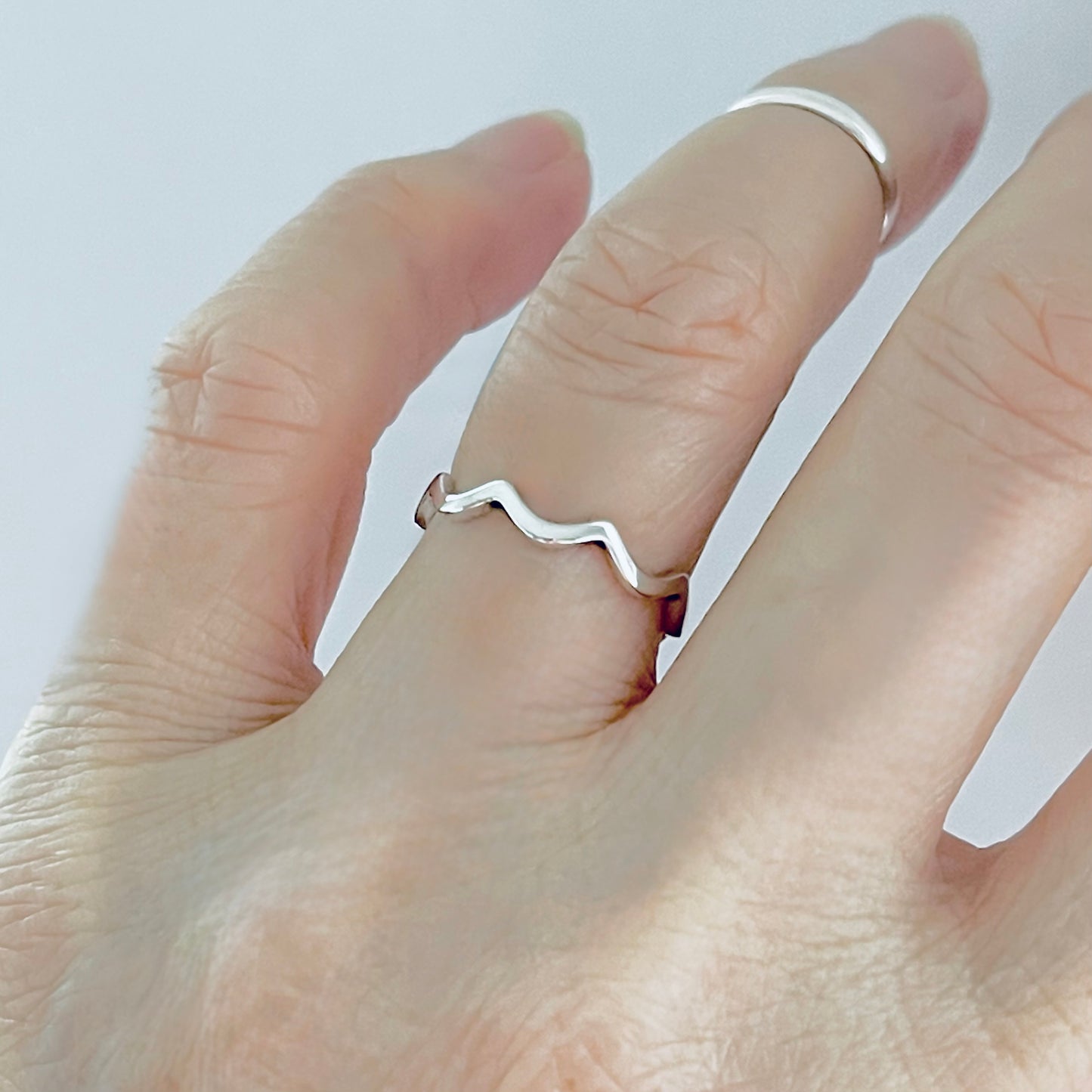 925 Sterling Silver Eternity Small Wave Band Ring | Dainty Ocean Waves Stackable Silver Bands