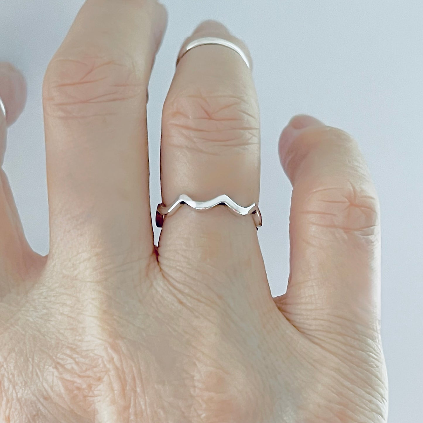 925 Sterling Silver Eternity Small Wave Band Ring | Dainty Ocean Waves Stackable Silver Bands