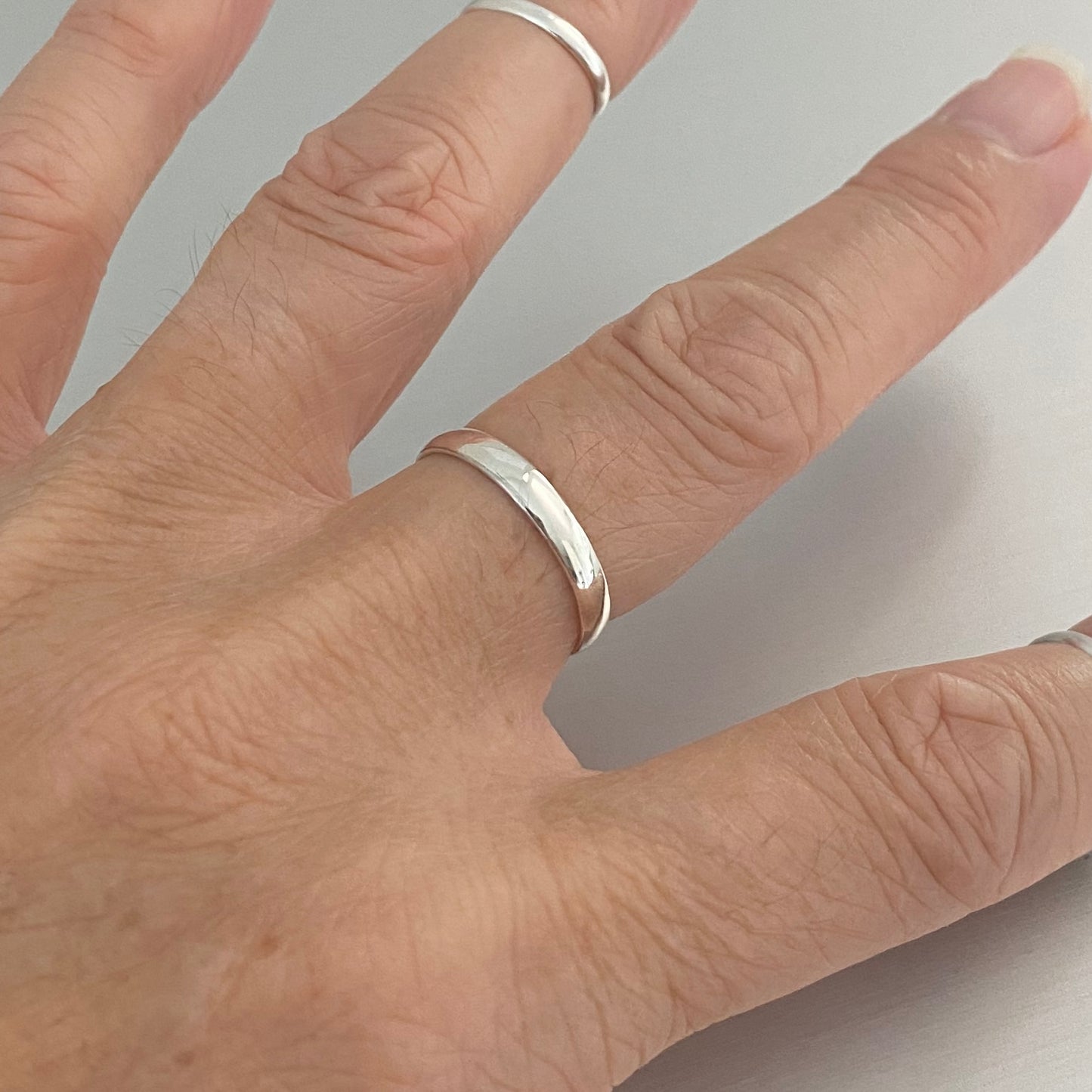 Sterling Silver Thin Plain 3mm Unisex Band Ring, Wedding Silver Ring