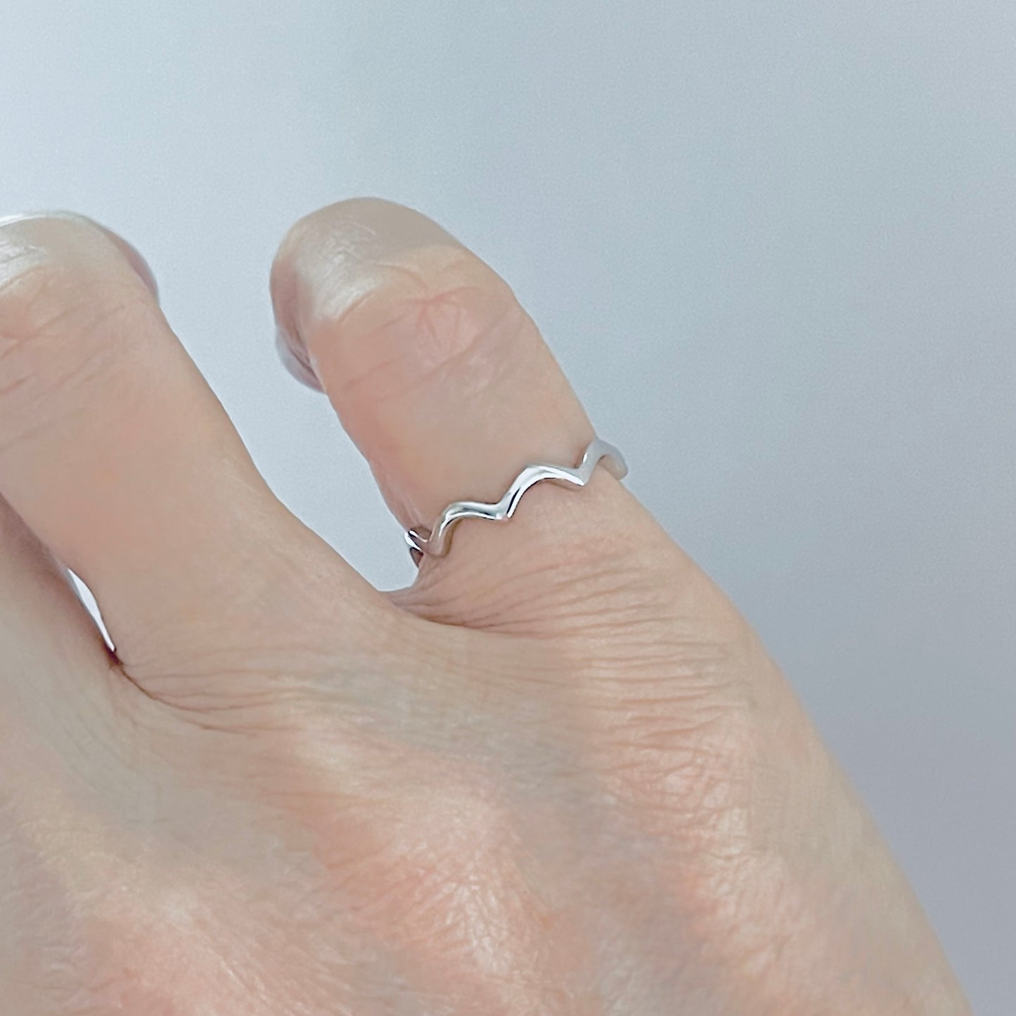 925 Sterling Silver Eternity Small Wave Band Ring | Dainty Ocean Waves Stackable Silver Bands
