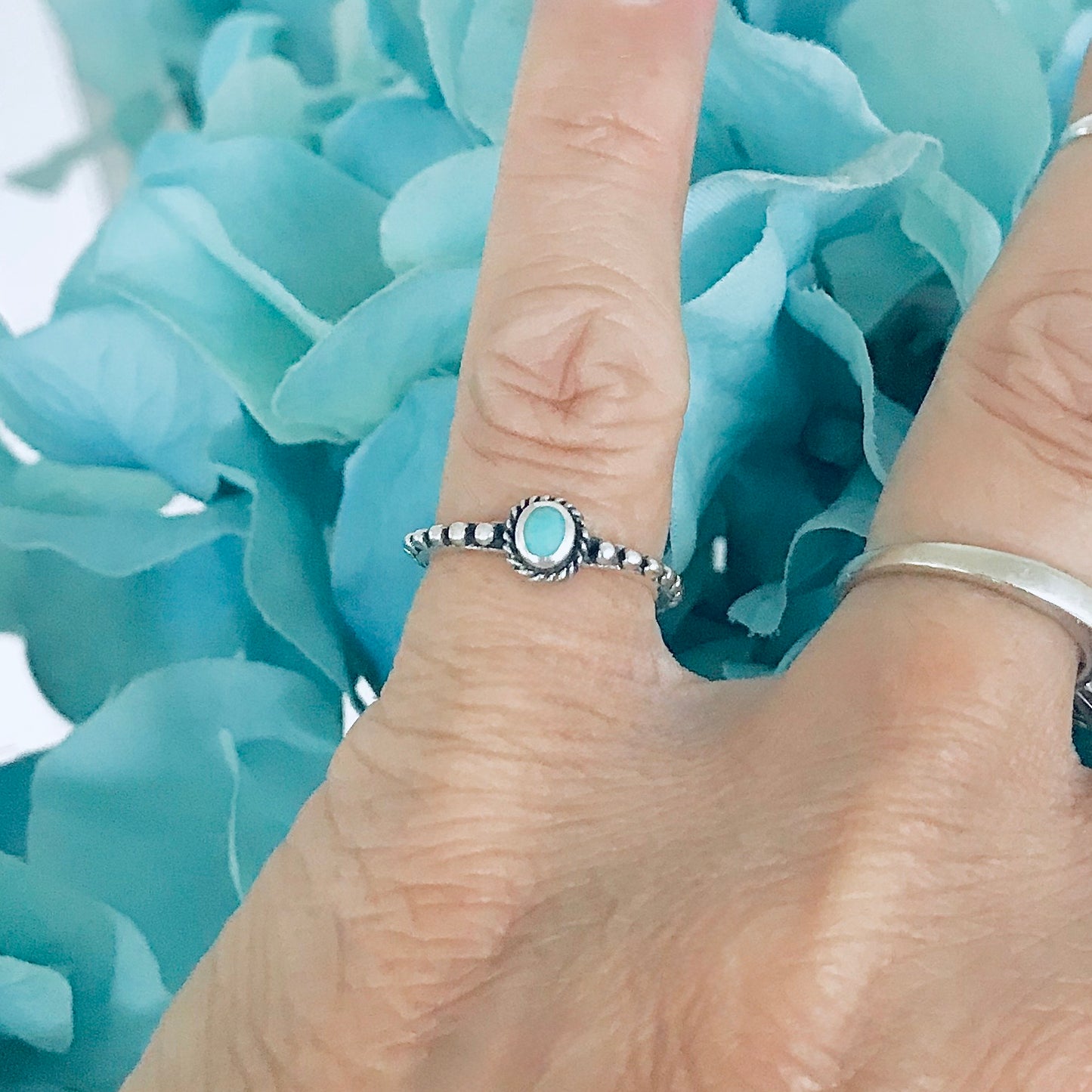 925 Sterling Silver Turquoise Bead Toe Ring | Bali Style Minimalist Jewelry