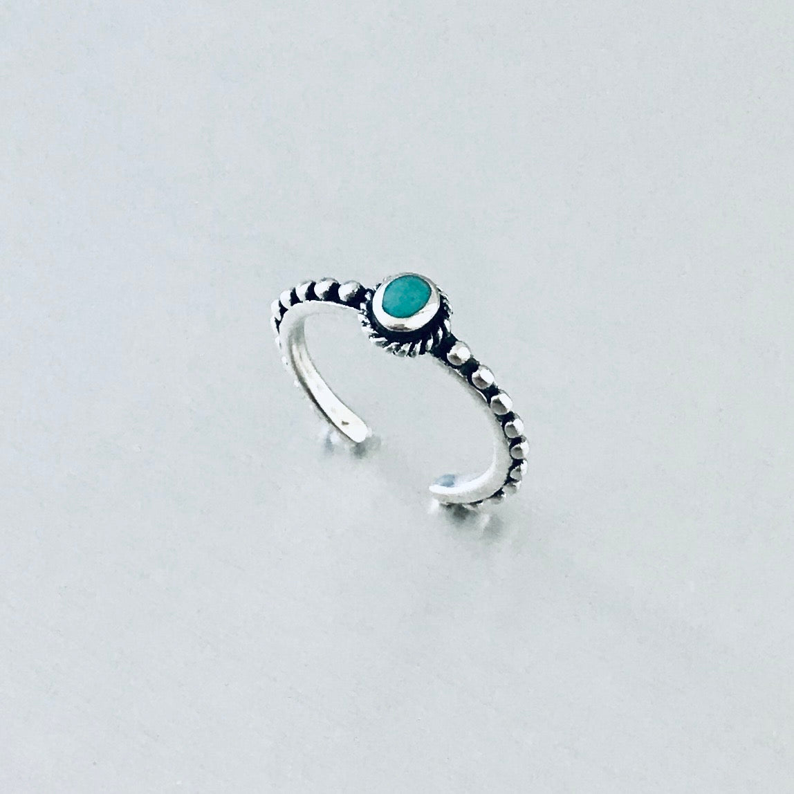 925 Sterling Silver Turquoise Bead Toe Ring | Bali Style Minimalist Jewelry