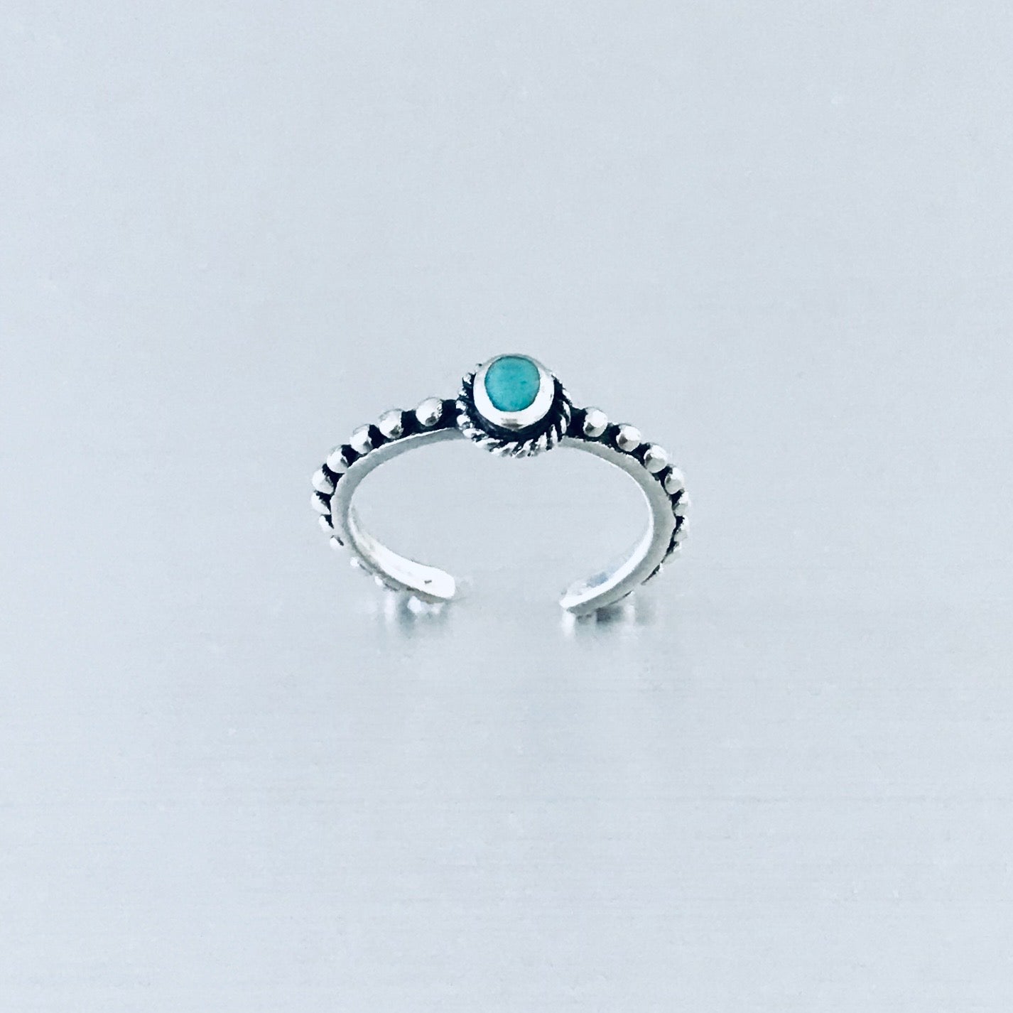925 Sterling Silver Turquoise Bead Toe Ring | Bali Style Minimalist Jewelry