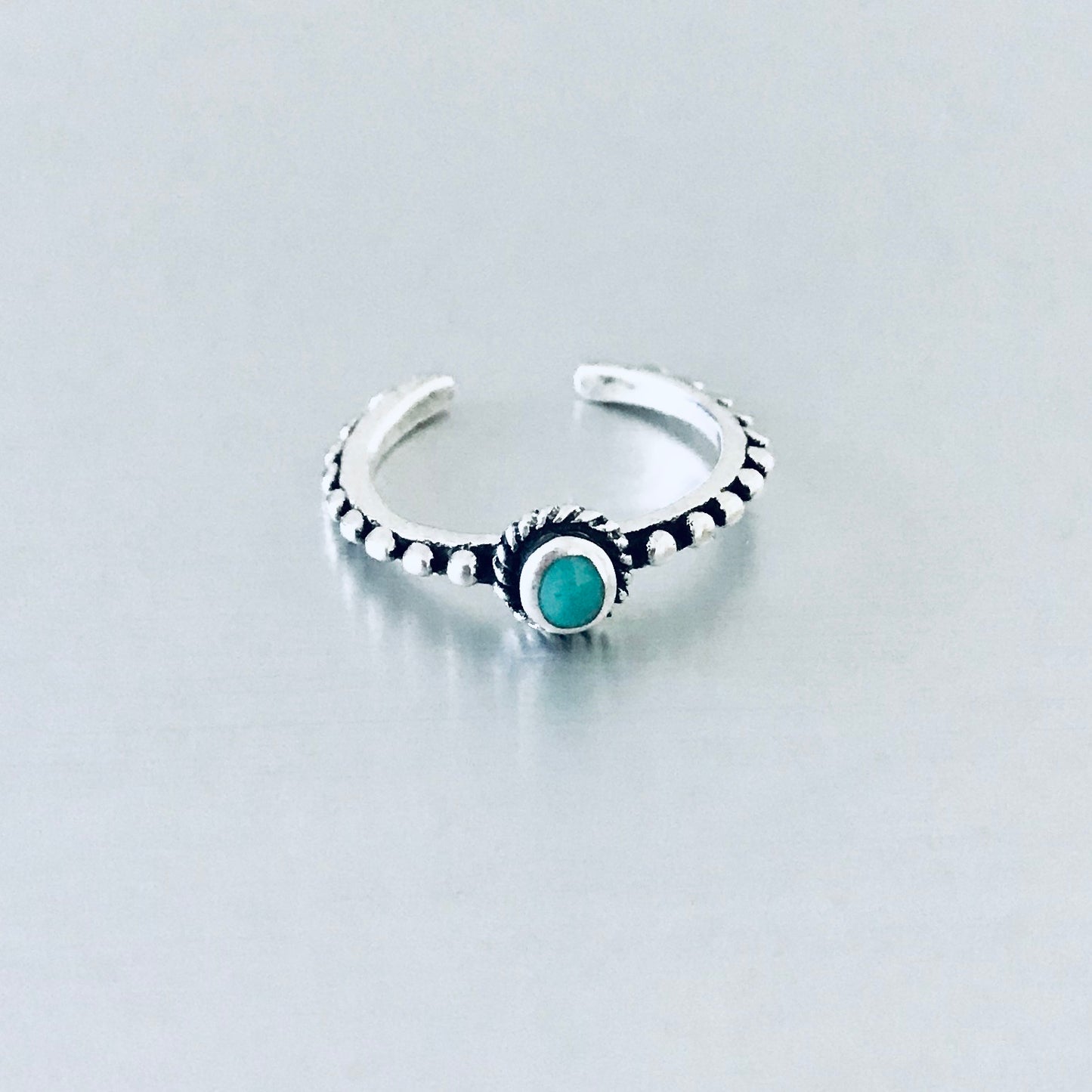 925 Sterling Silver Turquoise Bead Toe Ring | Bali Style Minimalist Jewelry