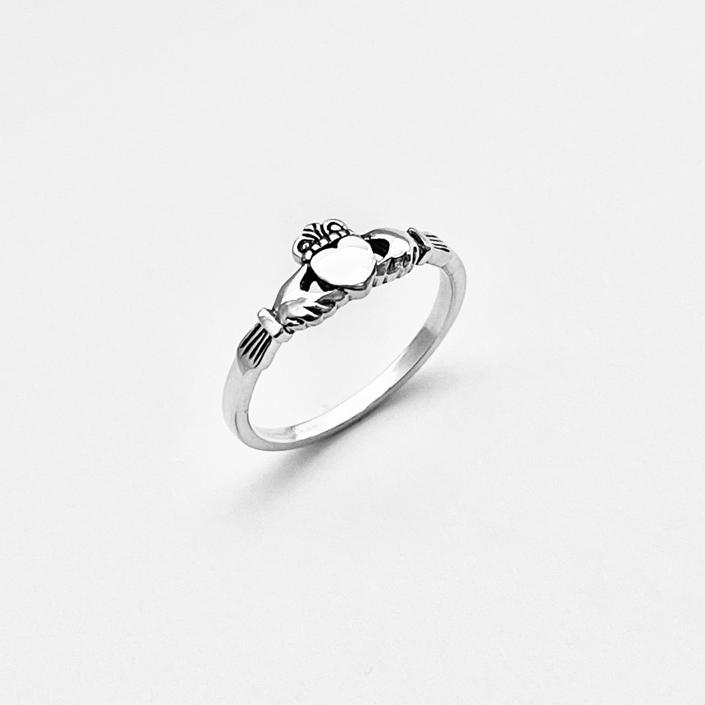 Sterling Silver Small Heart Irish Claddagh Ring, Dainty Rings, Crown Hearts, Friendship