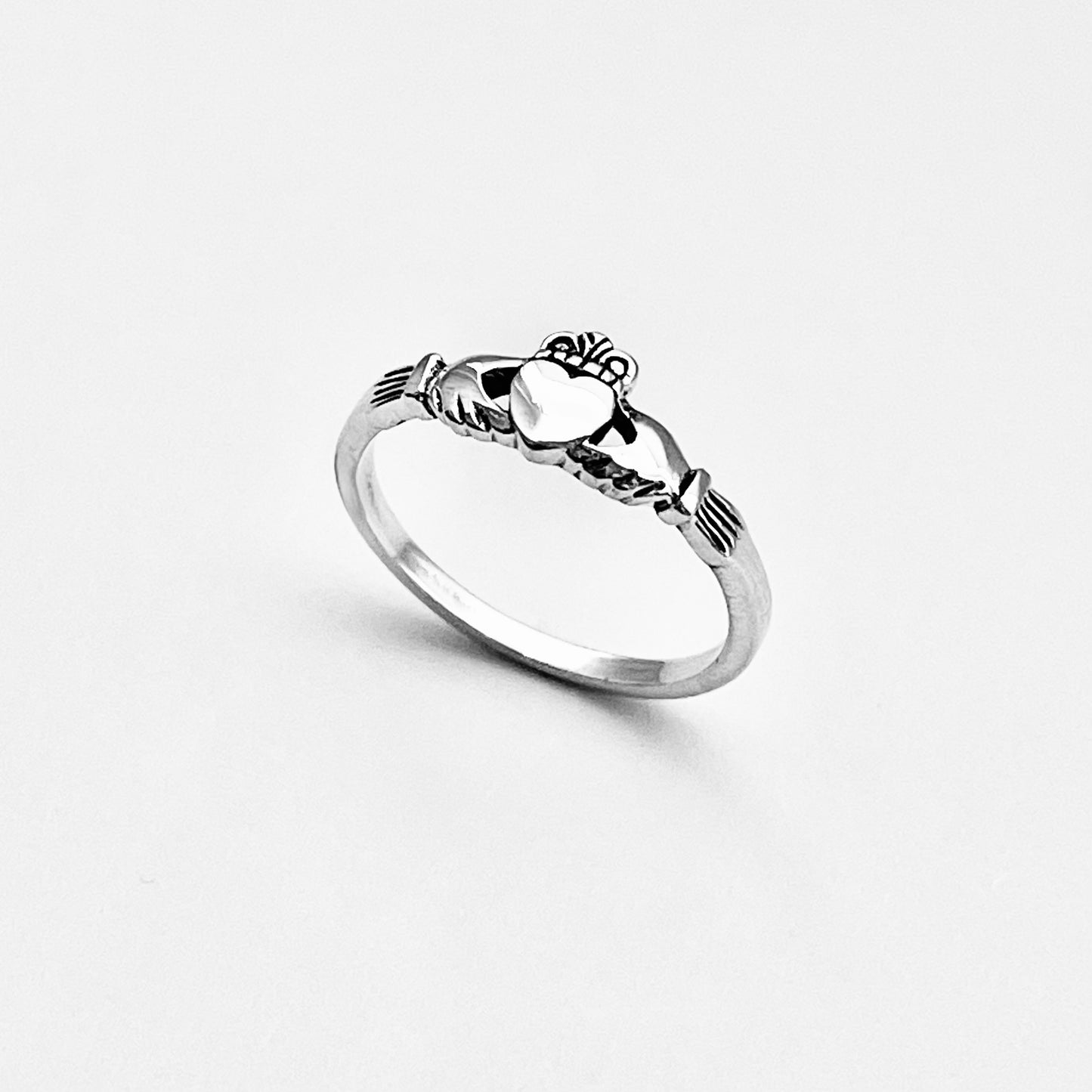 Sterling Silver Small Heart Irish Claddagh Ring, Dainty Rings, Crown Hearts, Friendship