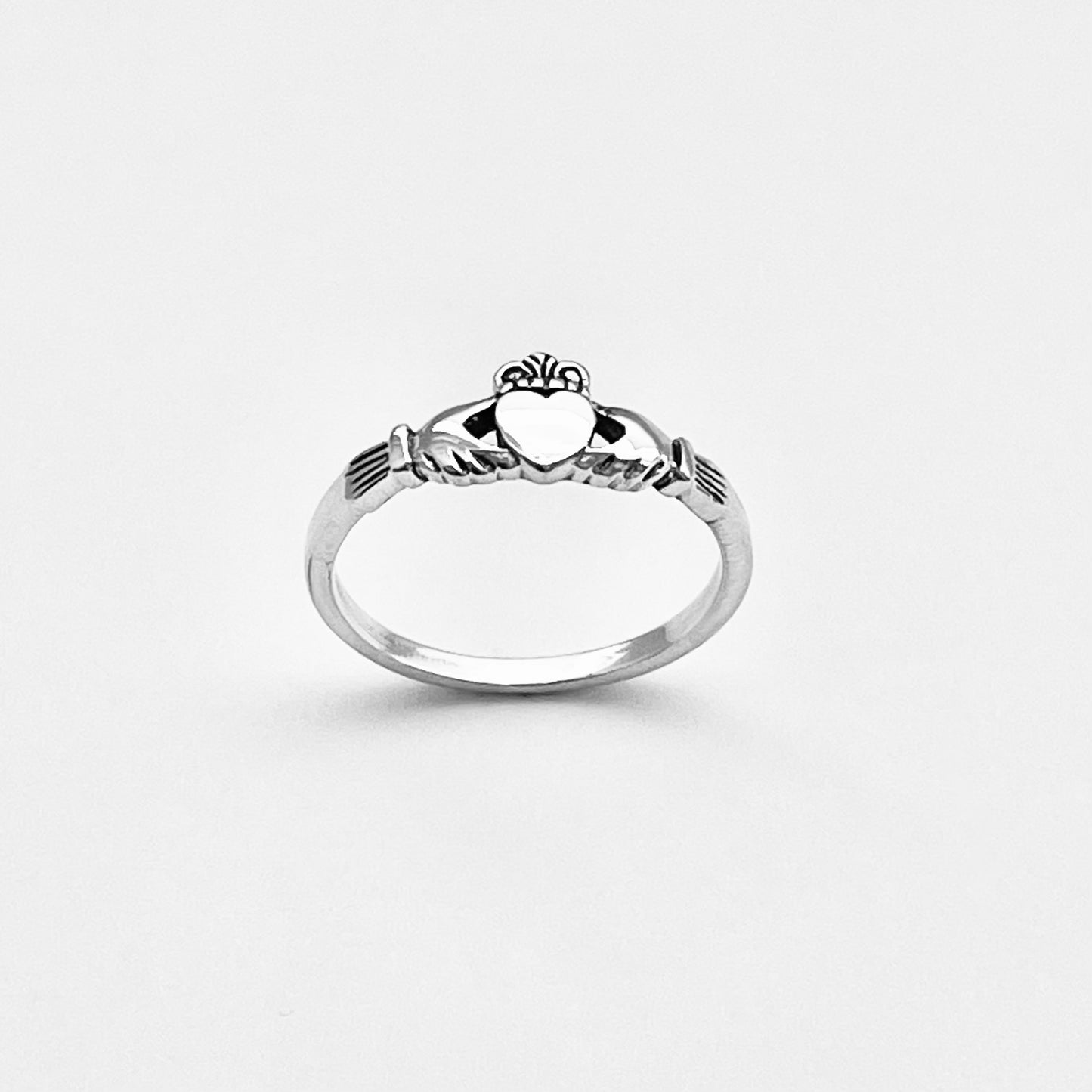 Sterling Silver Small Heart Irish Claddagh Ring, Dainty Rings, Crown Hearts, Friendship