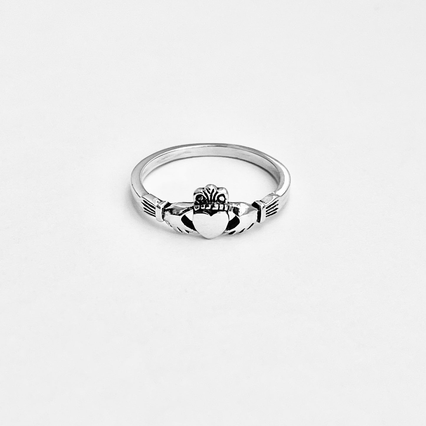 Sterling Silver Small Heart Irish Claddagh Ring, Dainty Rings, Crown Hearts, Friendship